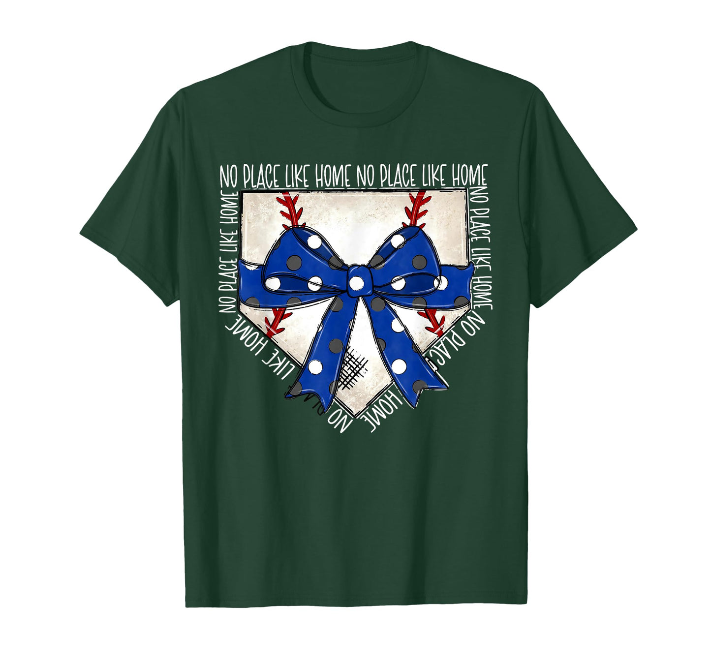 No Place Like Home Coquette Bow Game Day Softball Baseball T-Shirt