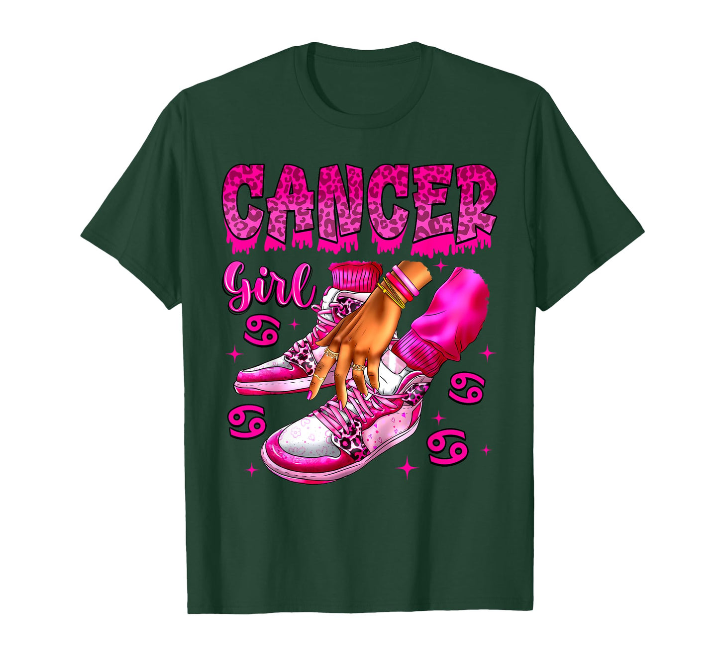 Cancer Girl Birthday Black Women Sneakers Zodiac Bday T-Shirt