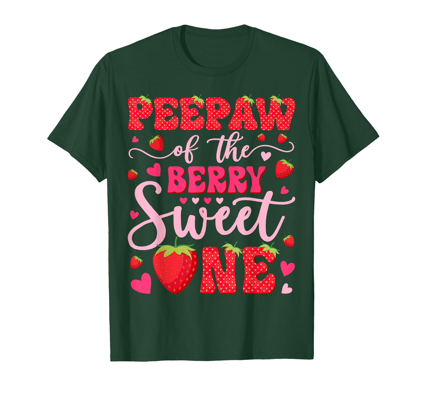 Peepaw Of The Berry Sweet One Strawberry 1St Birthday T-Shirt