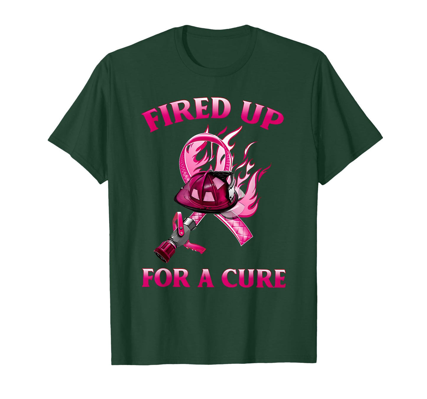 breast cancer fired up for a cure cute pink ribbon fireman T-Shirt