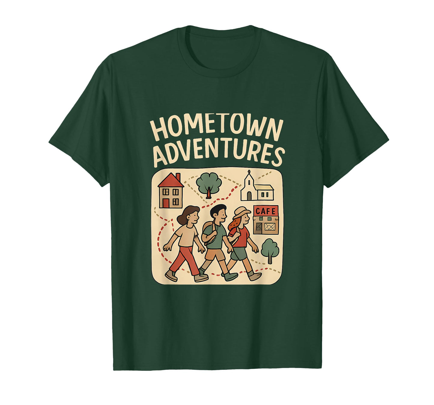 Hometown Adventures Memory Makers Cartoon Map Design T-Shirt