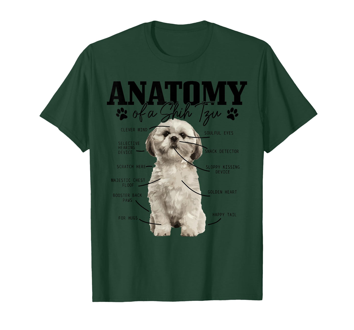 Anatomy Of A Shih Tzu Dog Funny Cute Shih Tzu Mom Dad T-Shirt
