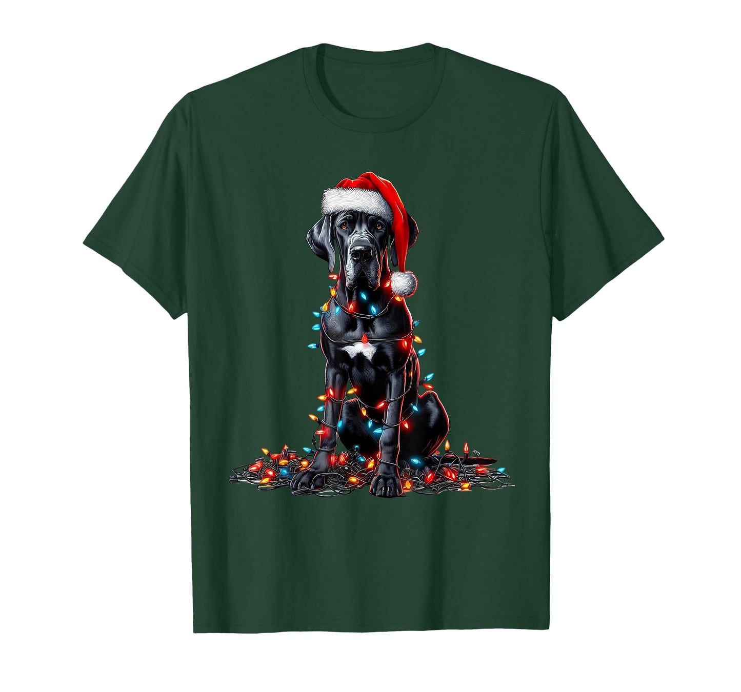 Great Dane Christmas Lights Dog Lover Xmas Pajama T-Shirt