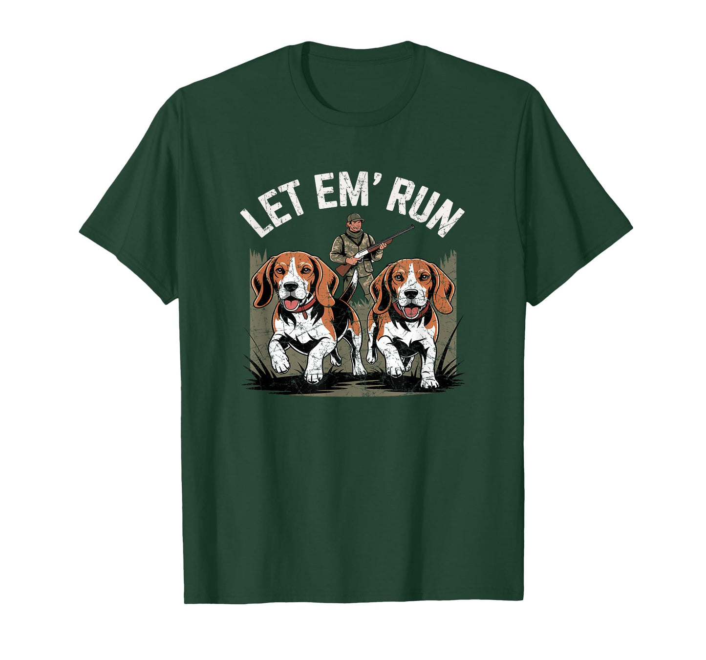 Vintage Beagle Dog Let Em' Run Rabbit Hunting T-Shirt