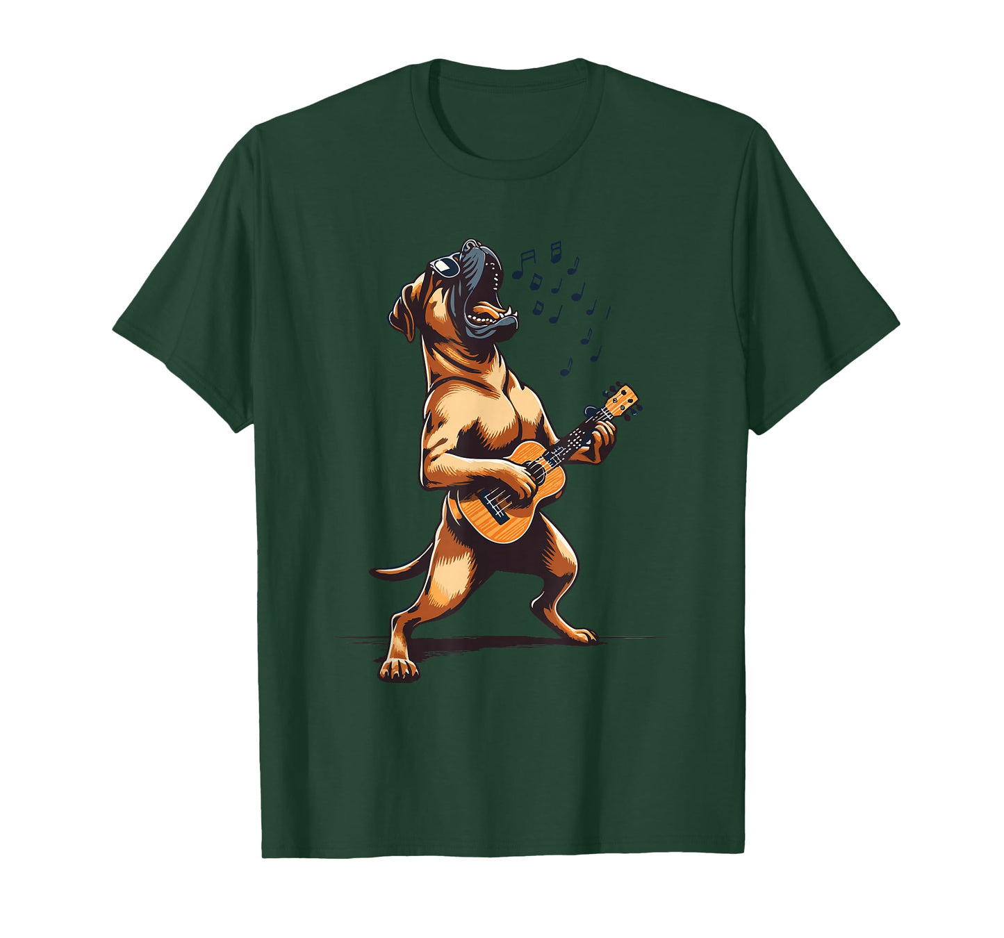 Dog Playing Guitar Singing Boerboel Bull Mastiff Funny T-Shirt