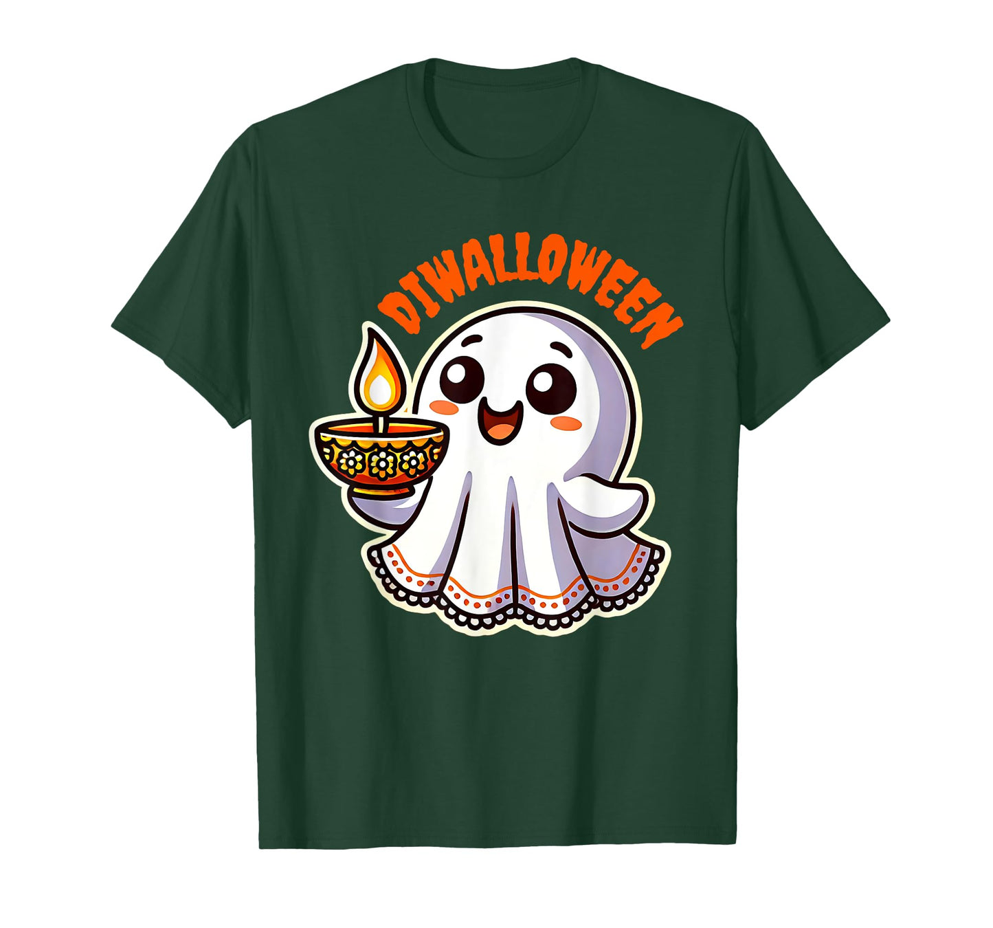 Fun Boo Ghost Lantern Diwali Deepavali Halloween Diwalloween T-Shirt