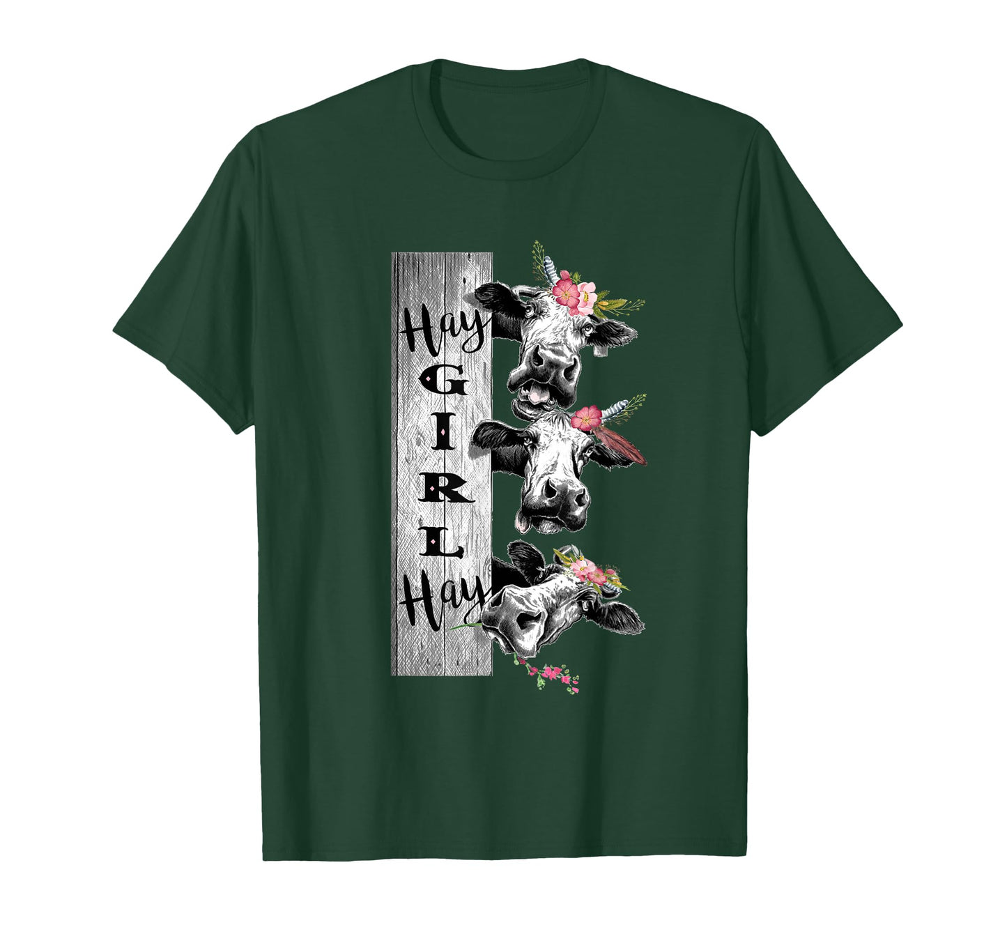 Heifer Hay Girl Hay Crazy Cow With Boho Flowers Shirt T-Shirt