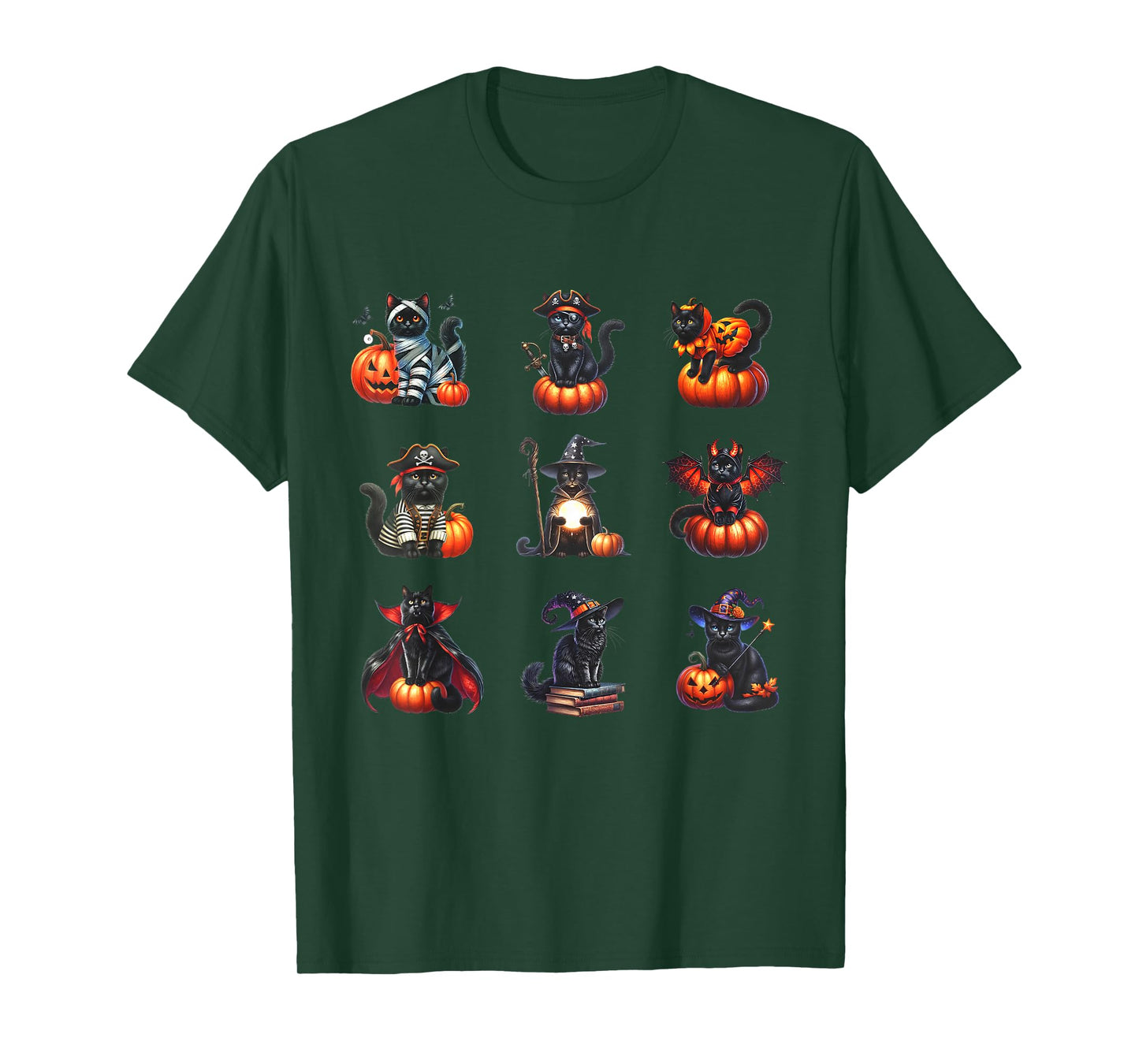 Black Cat Halloween Cat Witch Pumpkin Cat Lover Cat Ghost T-Shirt