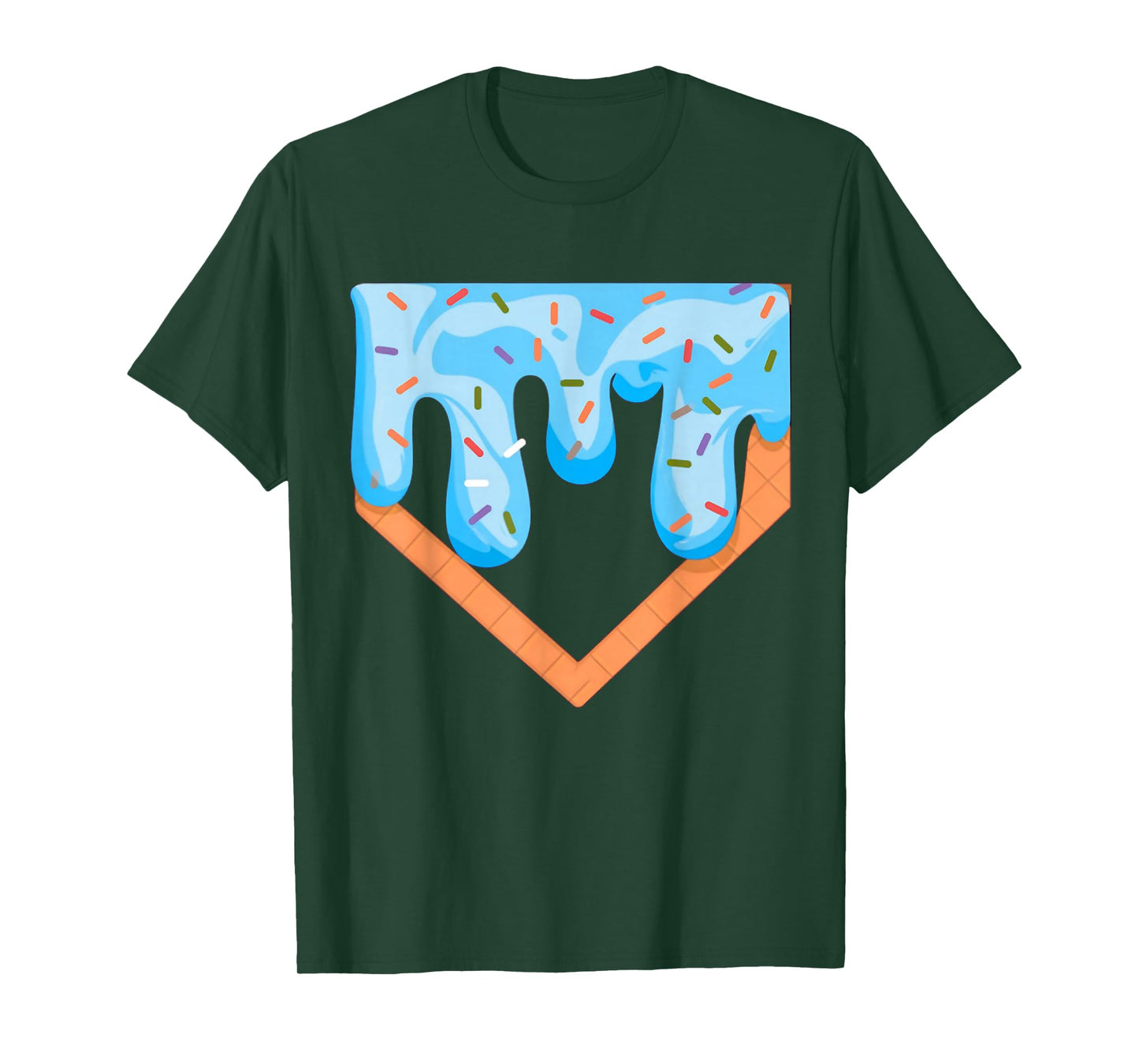 Baseball Ice Cream Dripping Baseball Home Plate Drip Funny T-Shirt