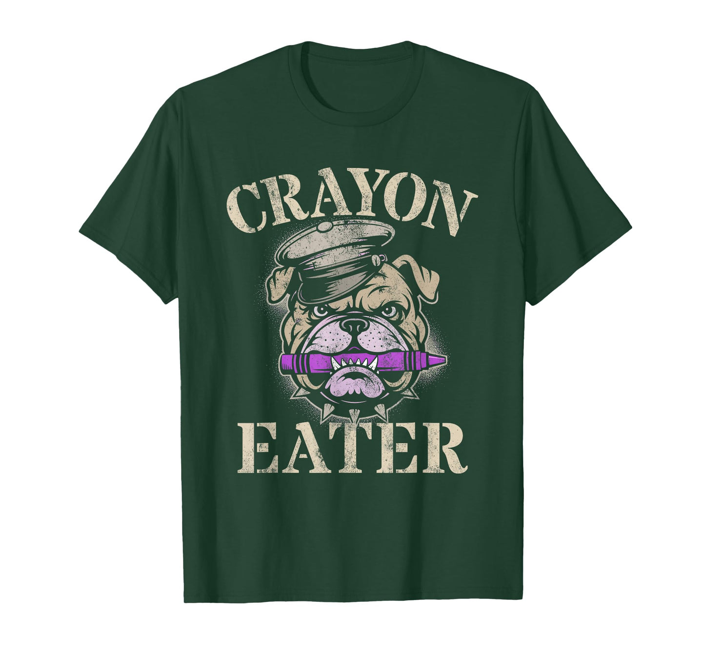 Cute Crayon Eater Bulldog Grunt Family Military Soldier Meme T-Shirt