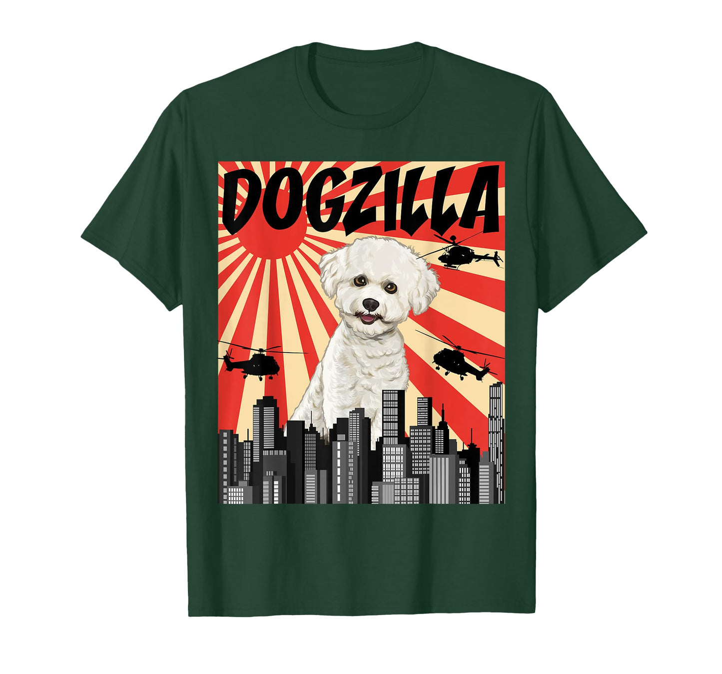 Funny Retro Japanese Dogzilla Bichons Frise T-Shirt