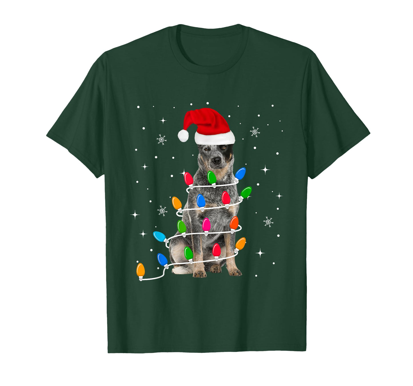 Funny Australian Cattle Dog Christmas Light Gifts Xmas T-Shirt