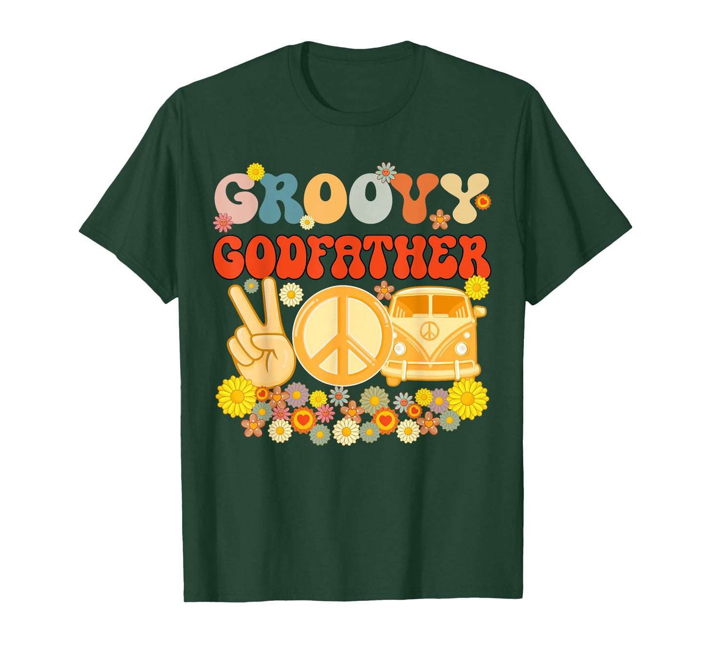 Groovy Godfather Retro Matching Family Baby Shower Father's T-Shirt
