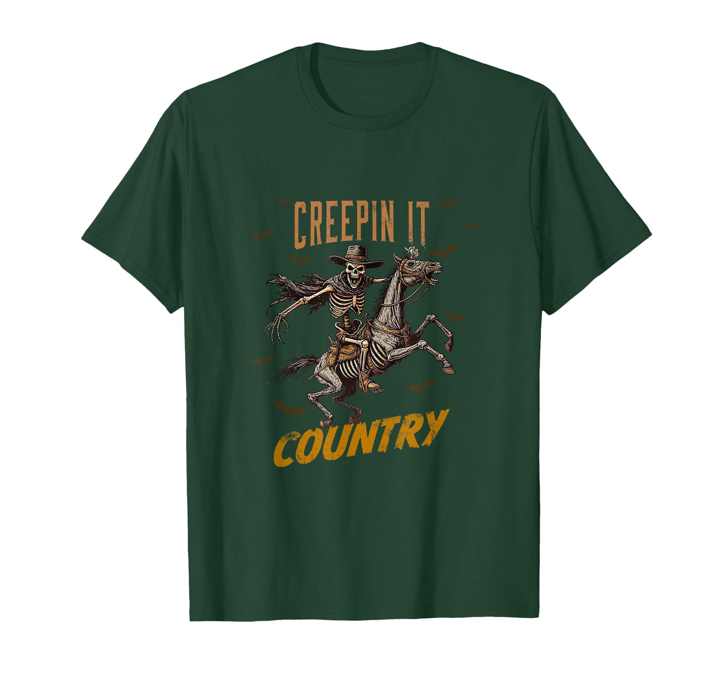 Vintage Western Funny Skeleton Halloween Creepin It Country T-Shirt