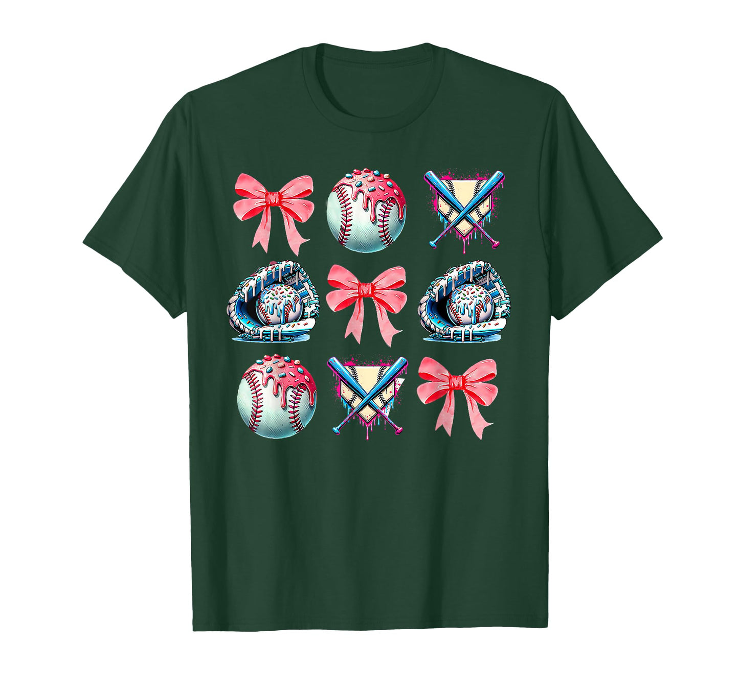 Baseball Home Plate Gloves Ice Cream Bow Youth Boys T-Shirt