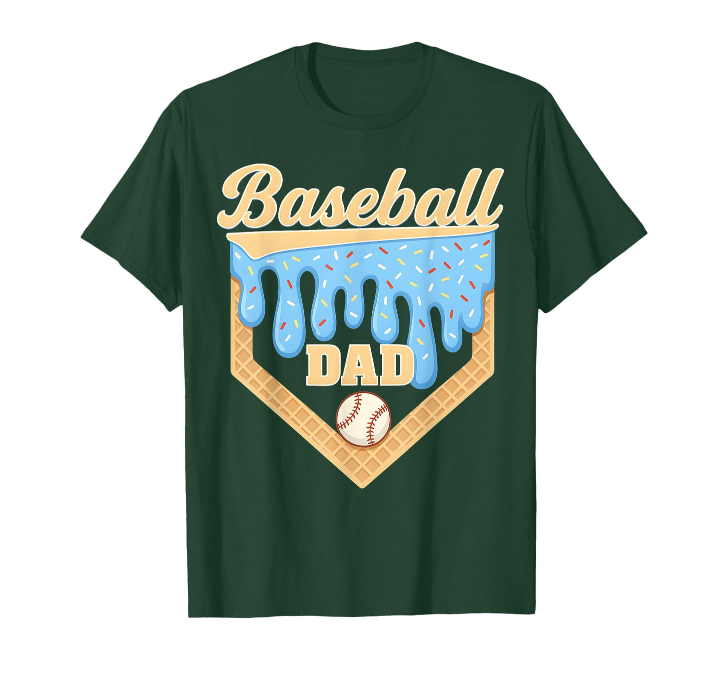 Baseball Dad Ice Cream Drip Home Plate Cool Fathers Day T-Shirt