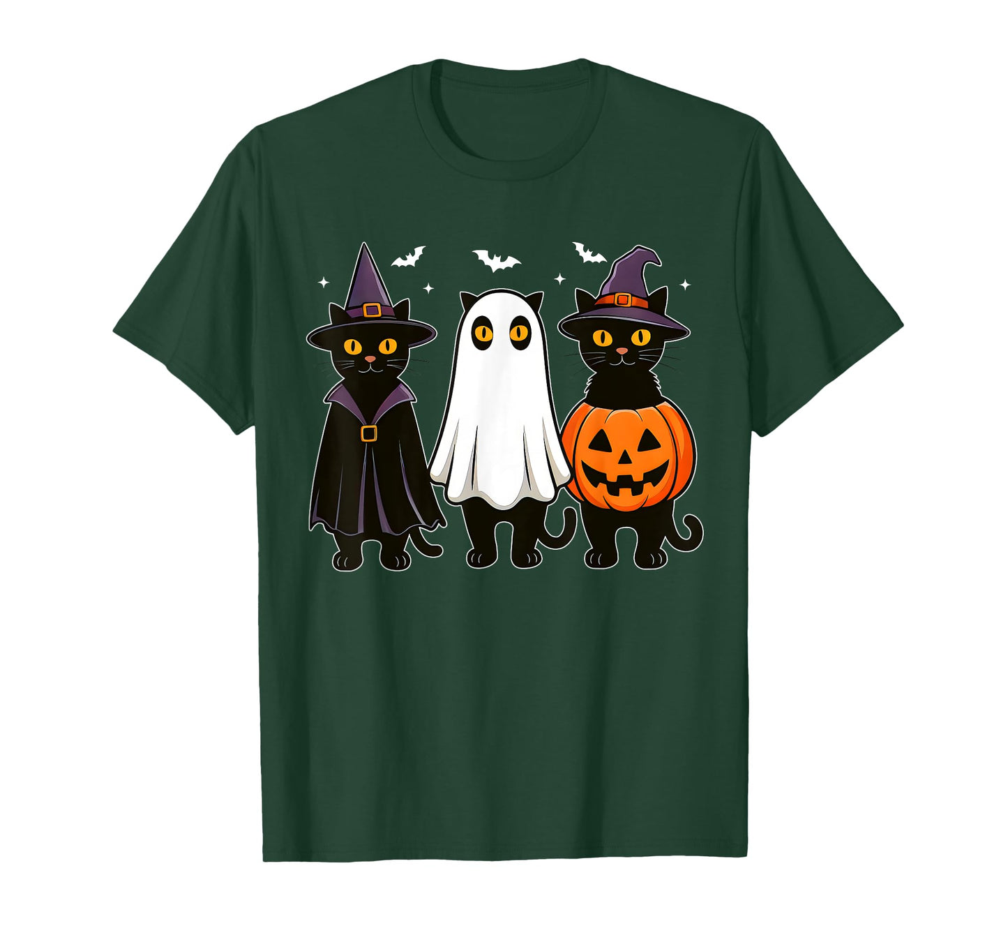 Black Cat Ghost Witch Halloween Costume Men Women Kids T-Shirt