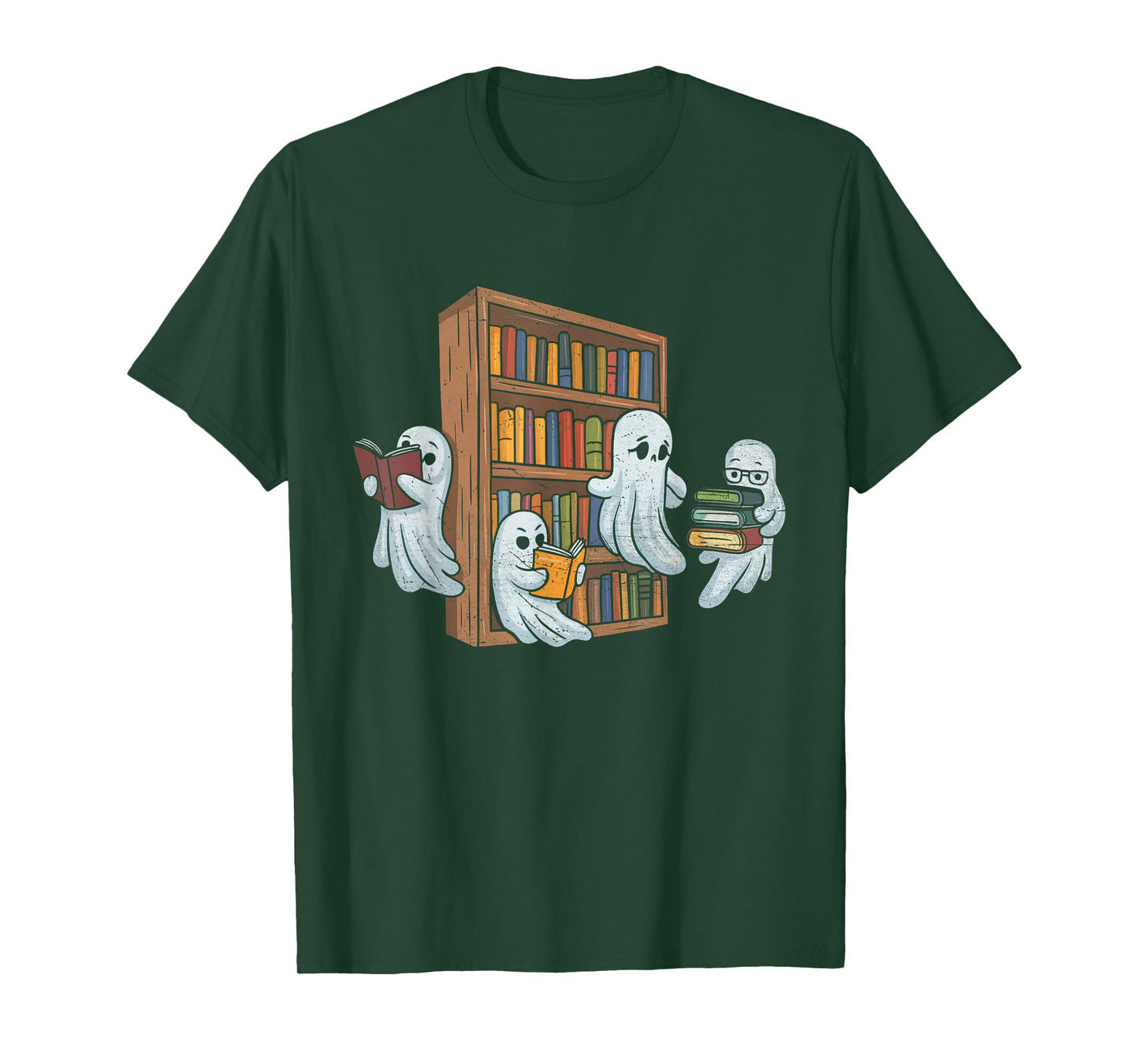 Ghosts Reading Books Teacher Halloween Librarian Book Lover T-Shirt