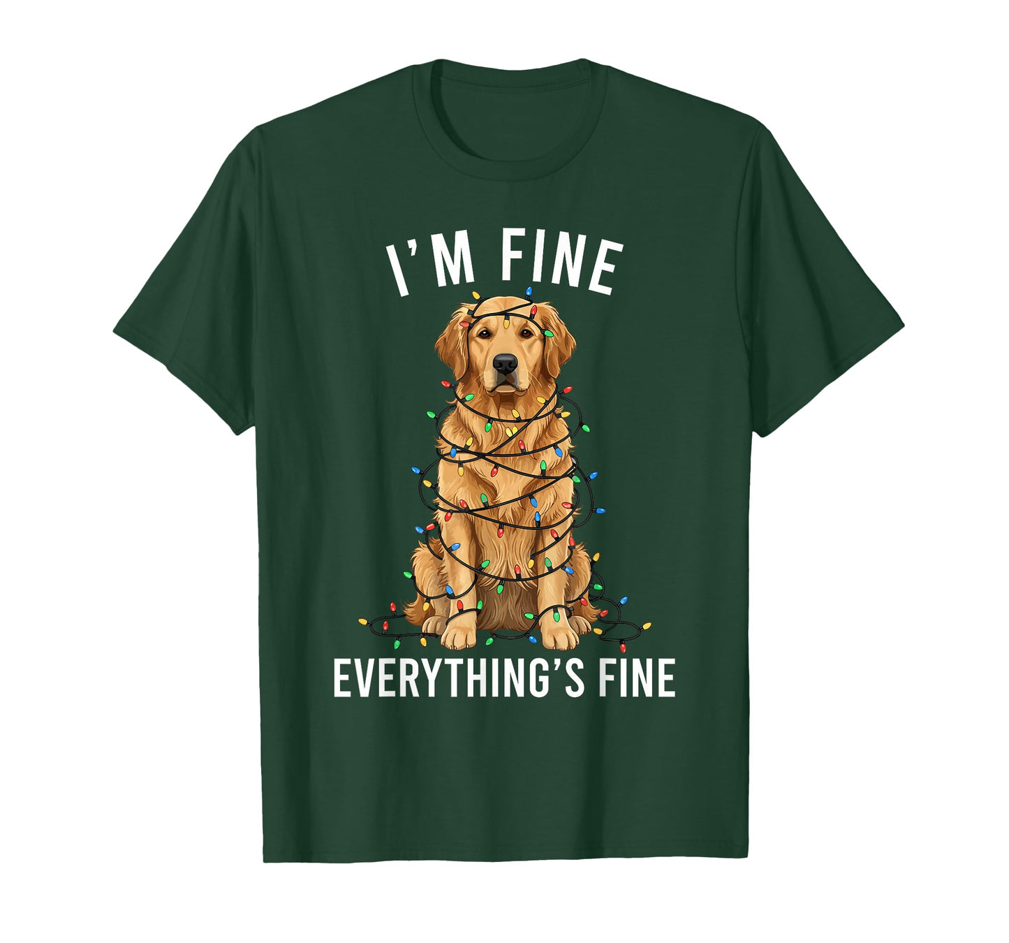 Golden Retriever Christmas I'm Fine Everything is Fine T-Shirt