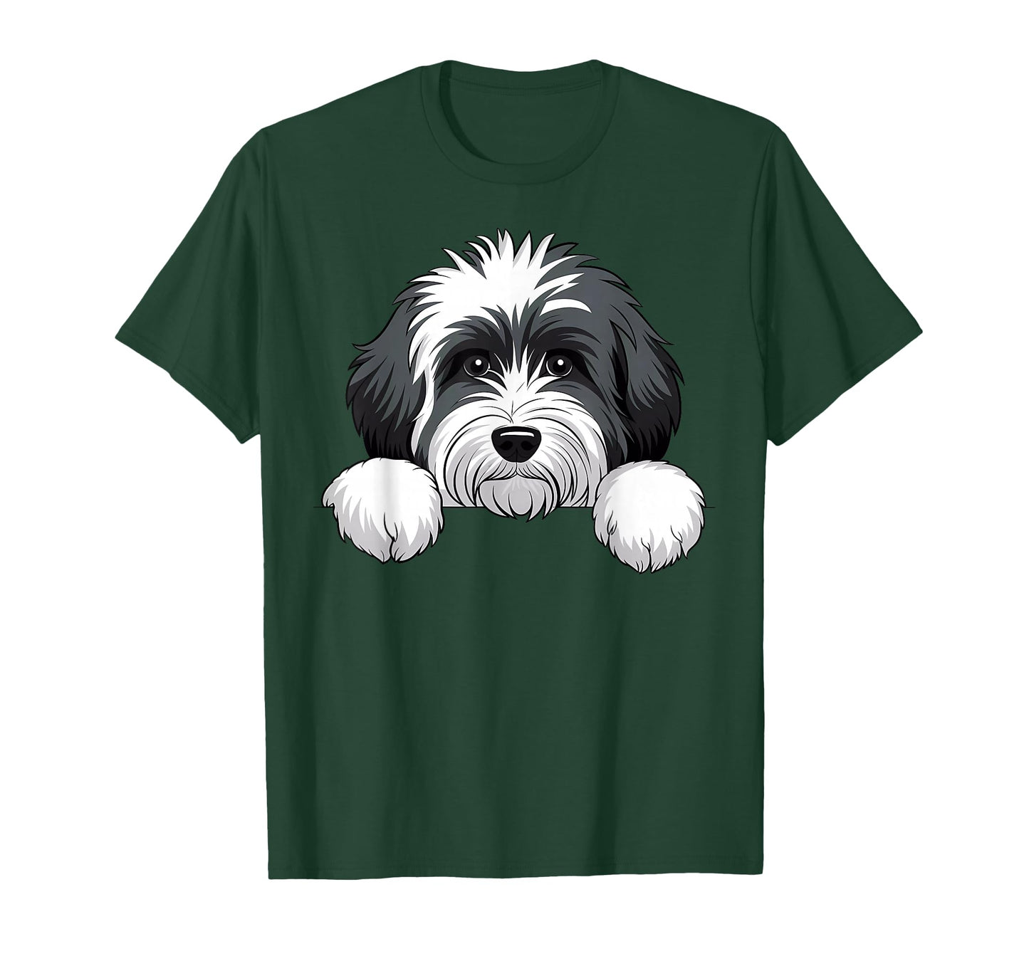 Cute Sheepadoodle Peeking Puppy Funny Doodle Dog Lover T-Shirt