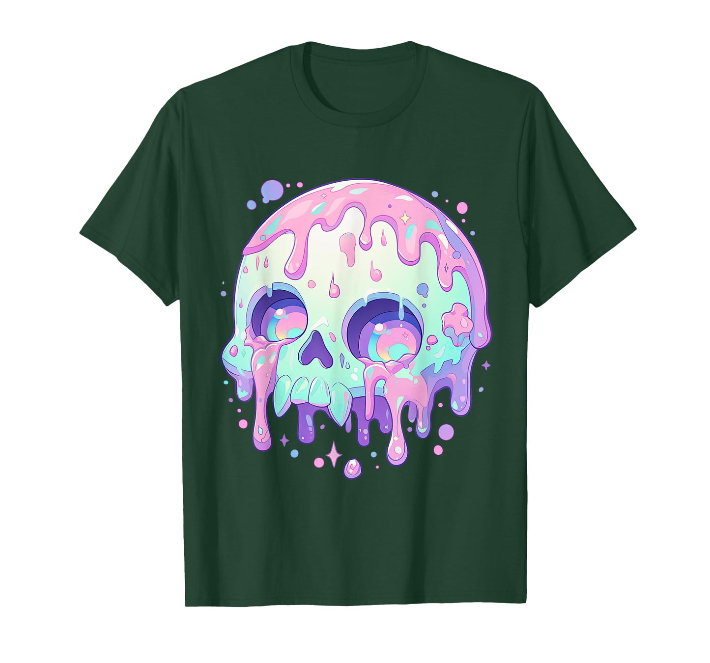 Kawaii Pastel Goth Creepy Cute Melty Colorful Skull T-Shirt