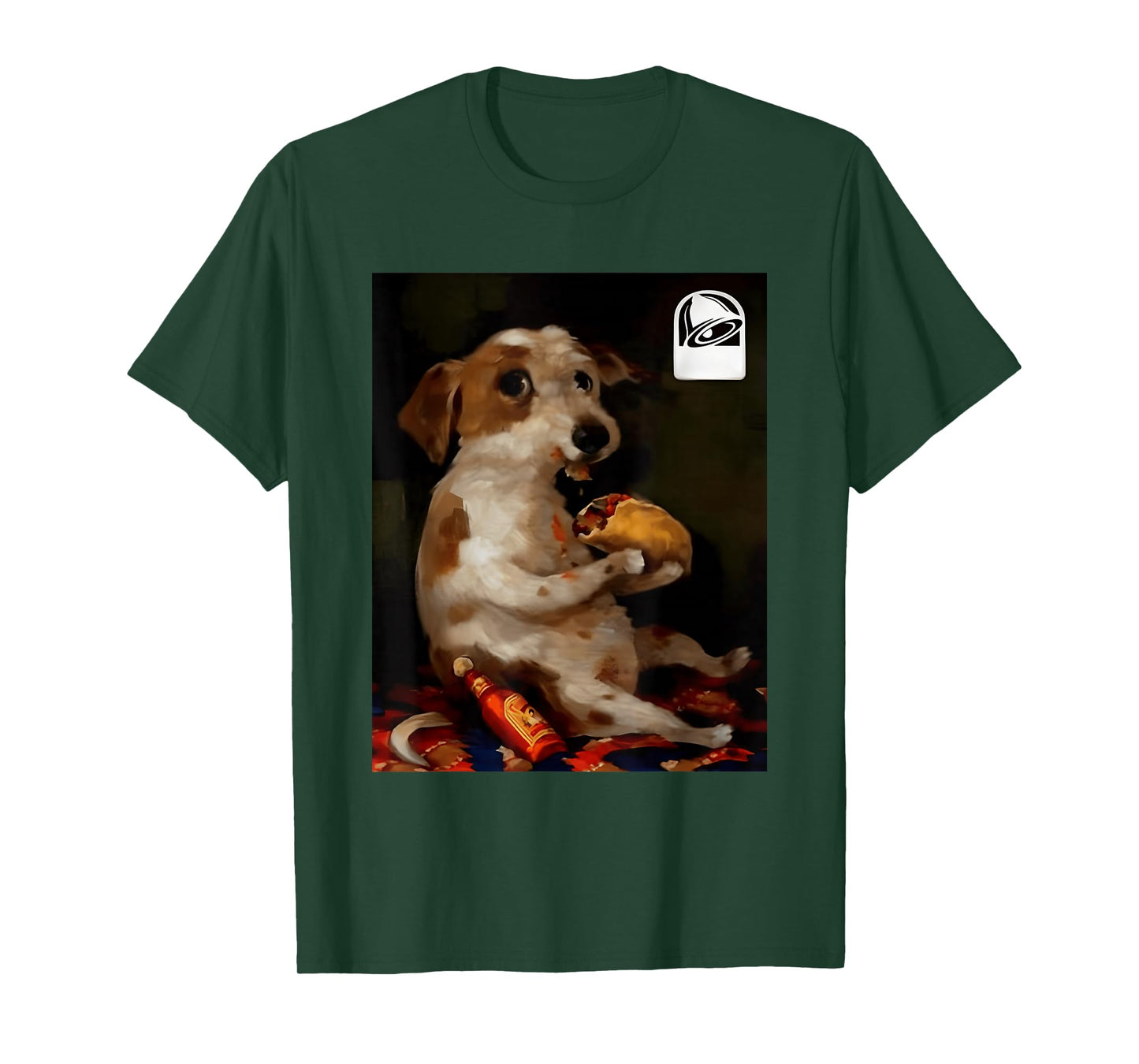 Funny Dog Chill with Taco Vintage Oil Painting Men Women T-Shirt