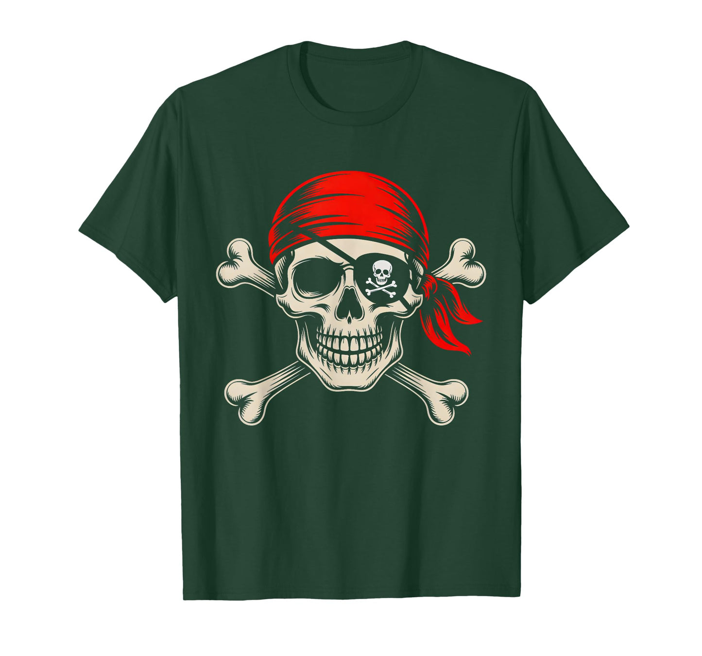 Vintage Pirate Halloween Skull Bandana Men Boys Teens Kids T-Shirt