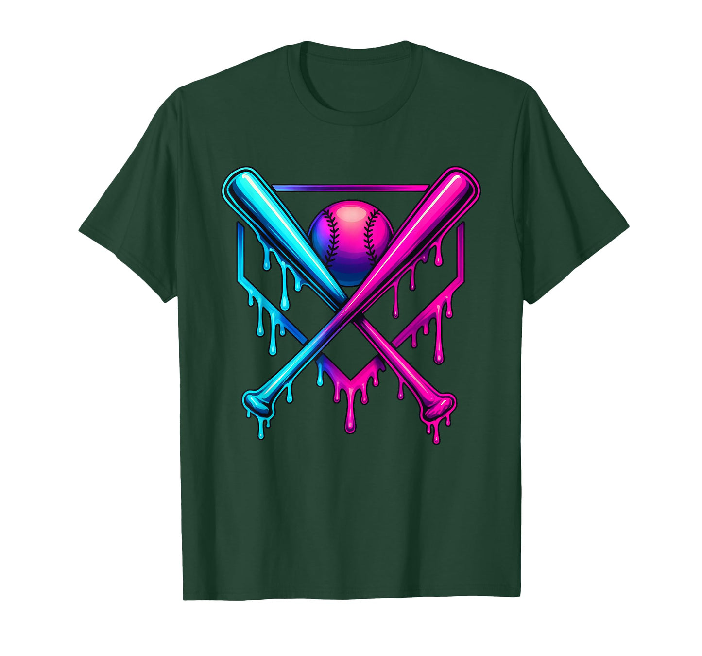 Baseball Drip for Boys Home Plate Ice Cream Drip Youth Sport T-Shirt
