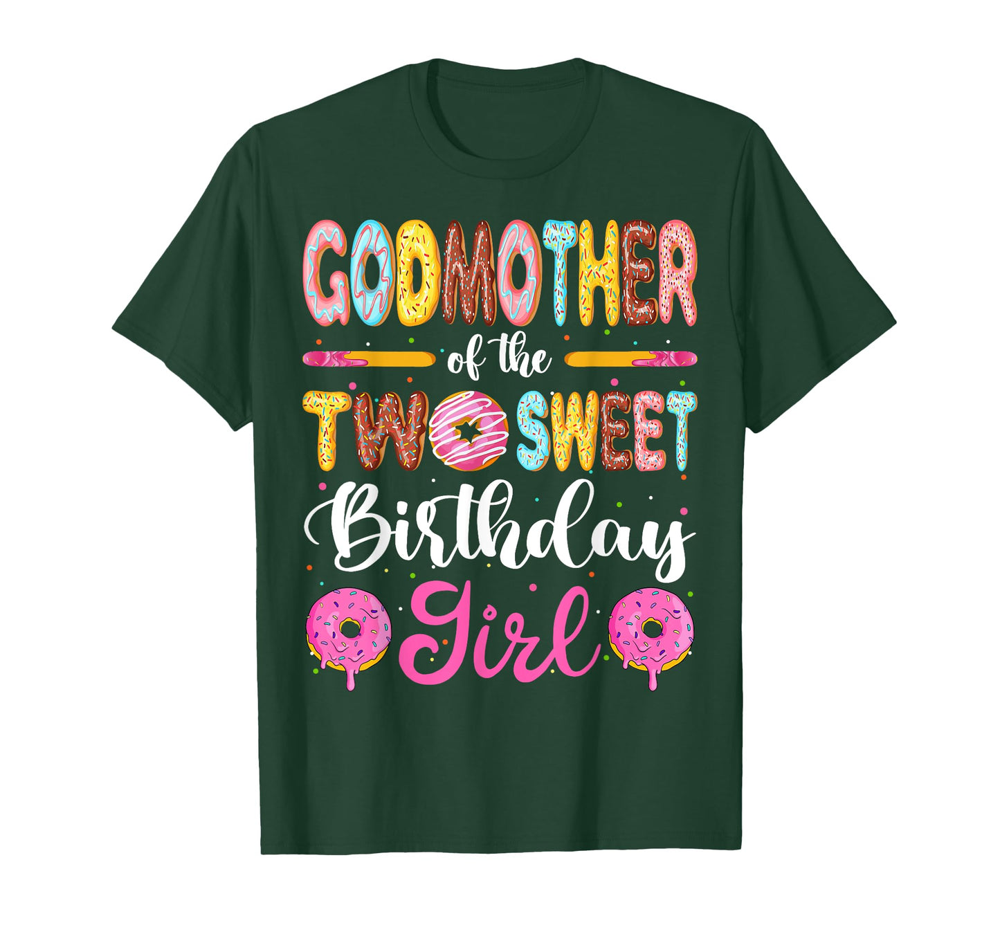 GodMother Of The Two Sweet Birthday Girl Donut 2nd Birthday T-Shirt