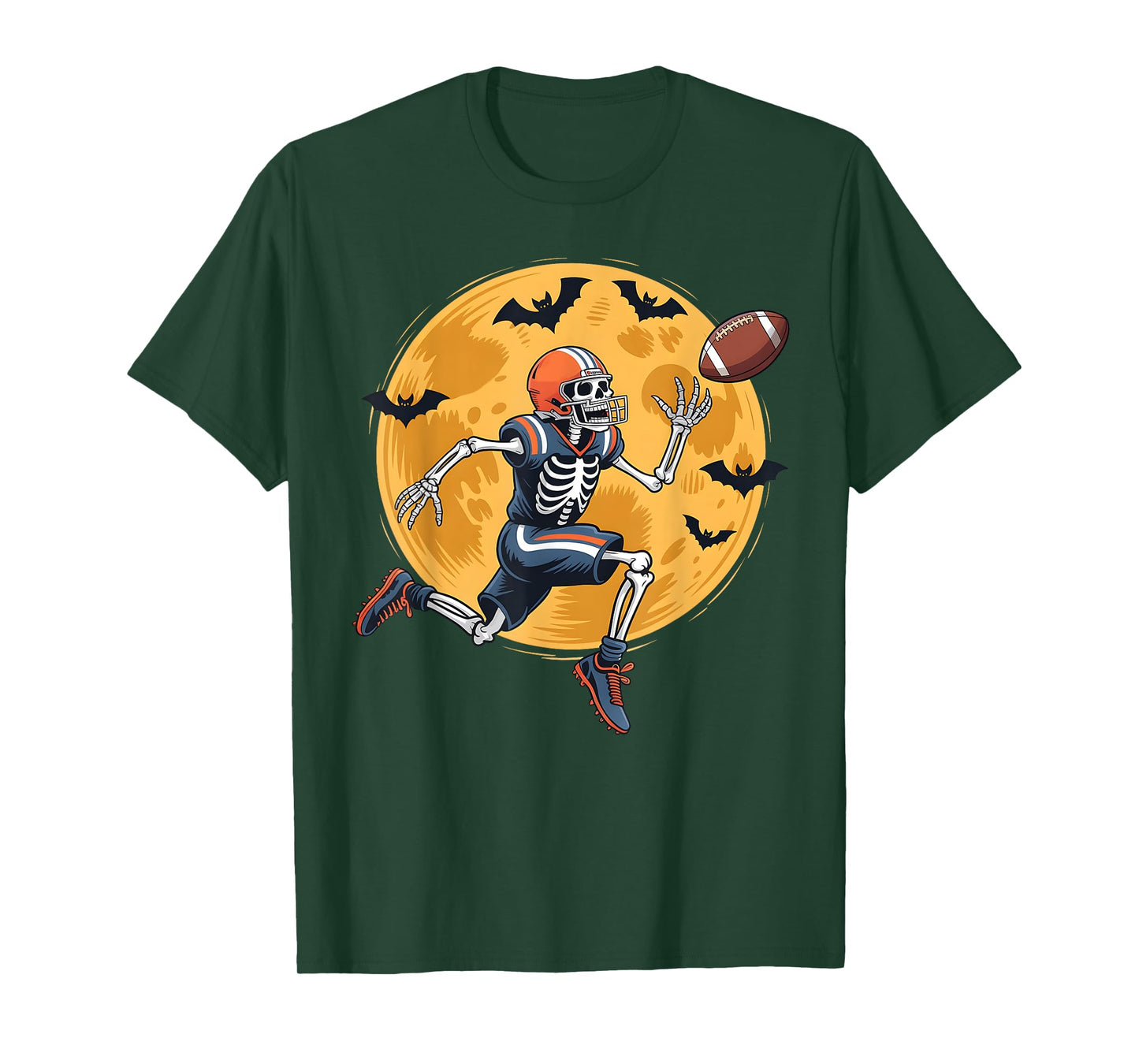 American Football Fan Skeleton Halloween Mens Boys Kid T-Shirt