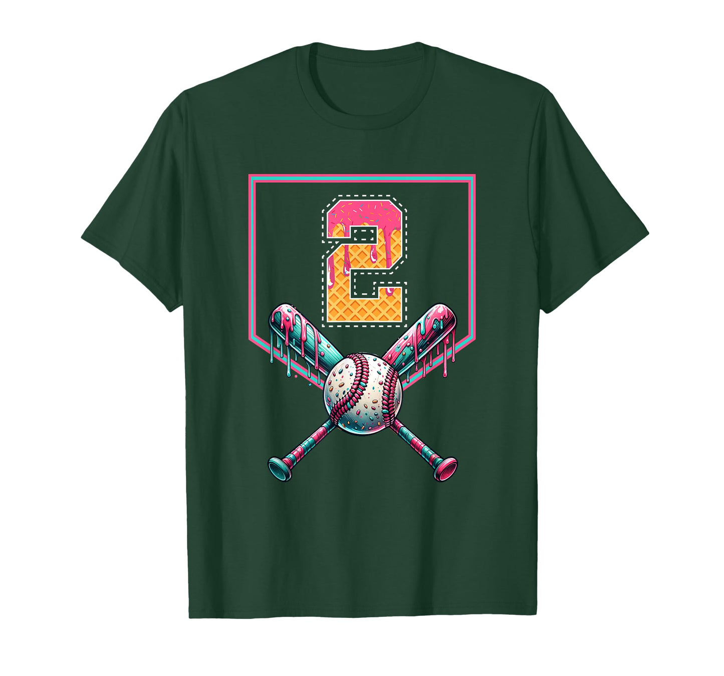 Baseball Drip Number 2 Player Or 2nd Birthday Drip Style T-Shirt