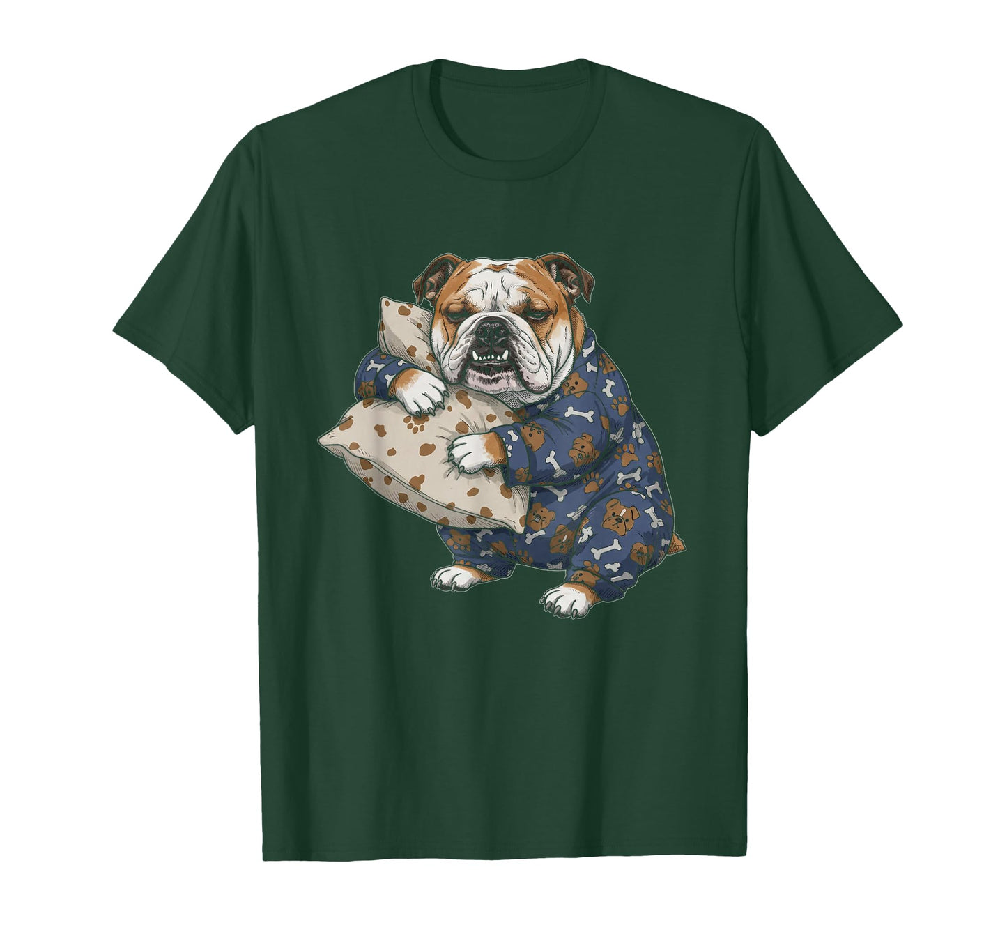 Funny Sleepy English Bulldog Pajama Men Women Kids T-Shirt