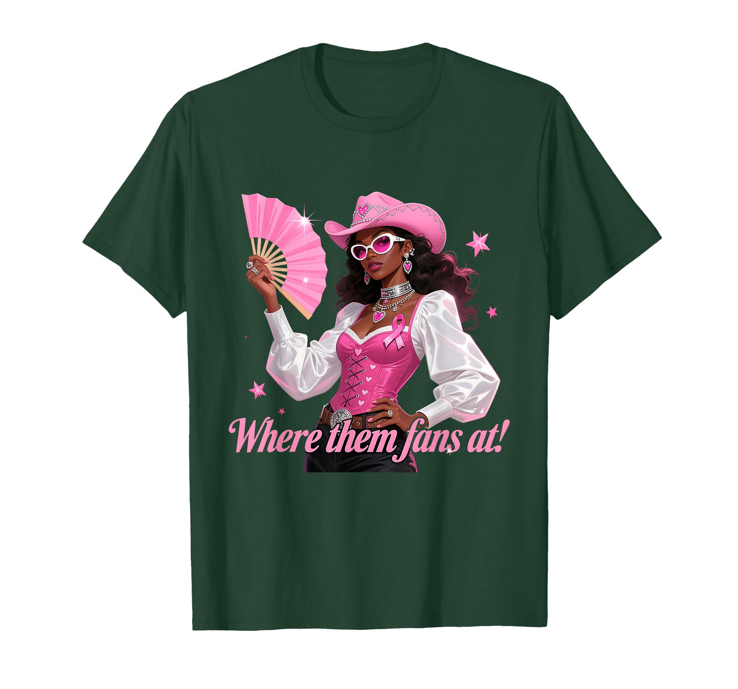 Pink Cowgirl Fan Funny Breast Cancer Support Look T-Shirt