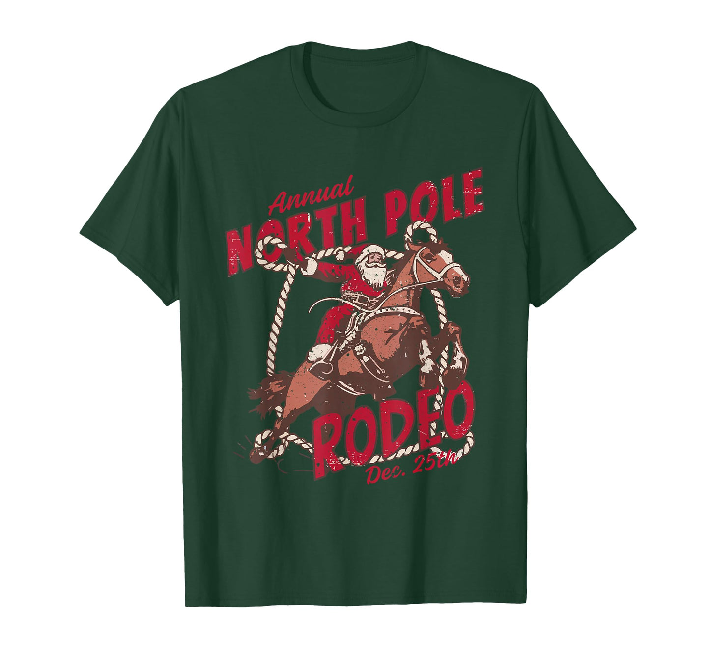 Retro Funny Western Christmas Santa Claus North Pole Rodeo T-Shirt