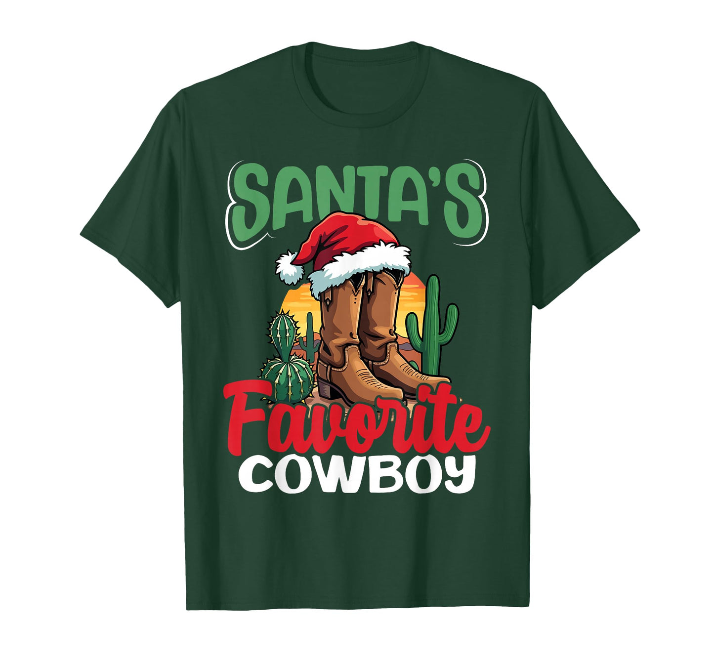 Santa's Favorite Cowboy Western Christmas Holiday T-Shirt