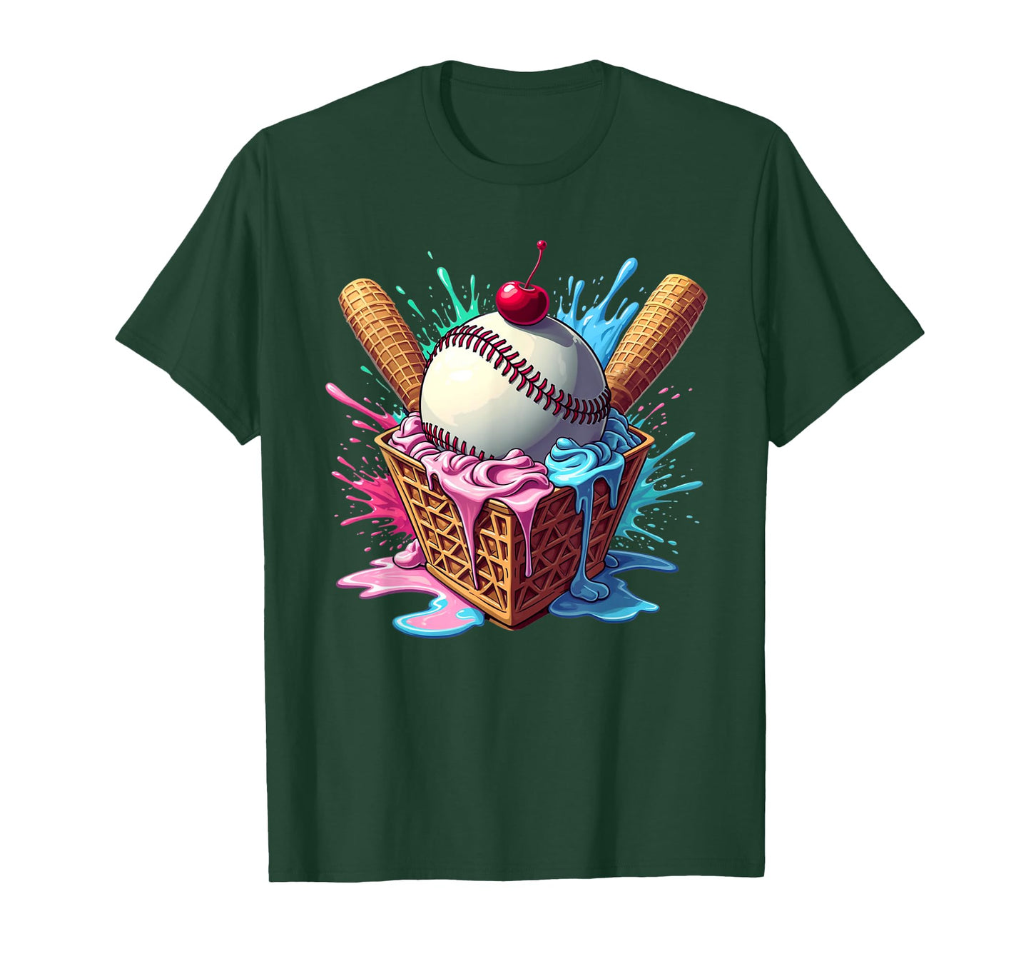 Baseball Home Plate Ice Cream Drip Fun Sports Lover T-Shirt