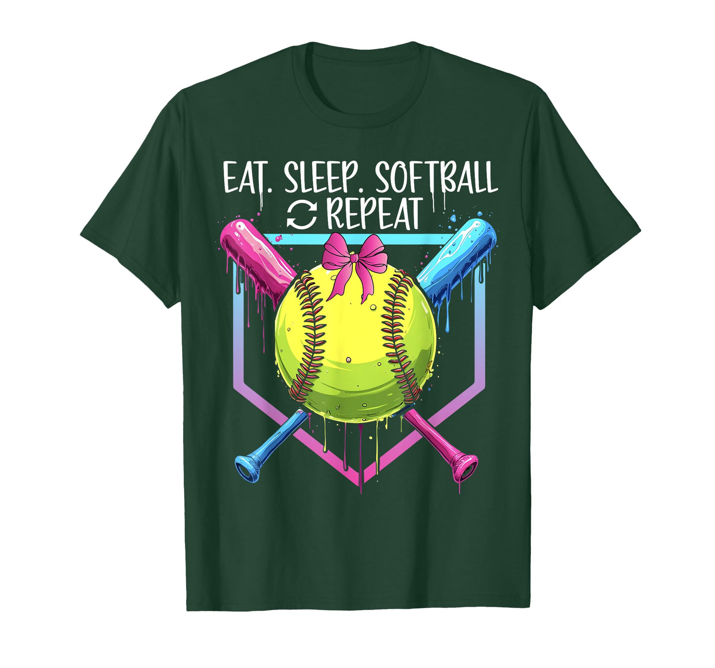 Softball Drip Eat Sleep Softball Repeat Girls Youth Game day T-Shirt