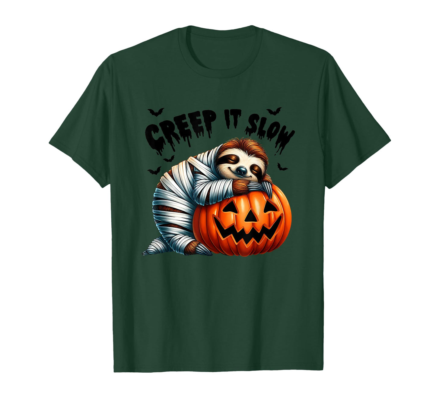 Creep It Slow Cute Sloth Mummy Jack O Lantern Halloween T-Shirt