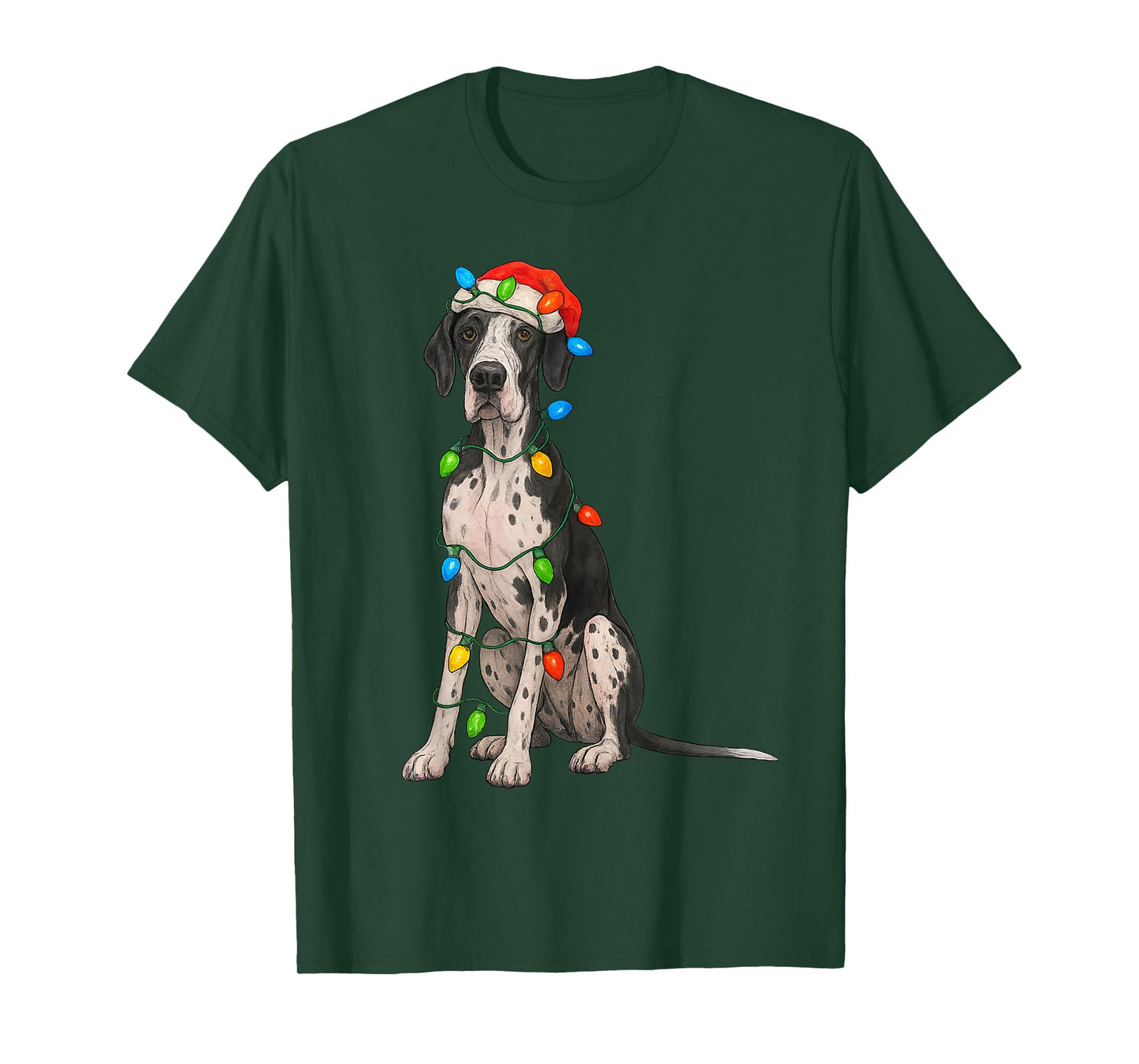 Great Dane Christmas Lights Dog Lover Xmas Pajama T-Shirt