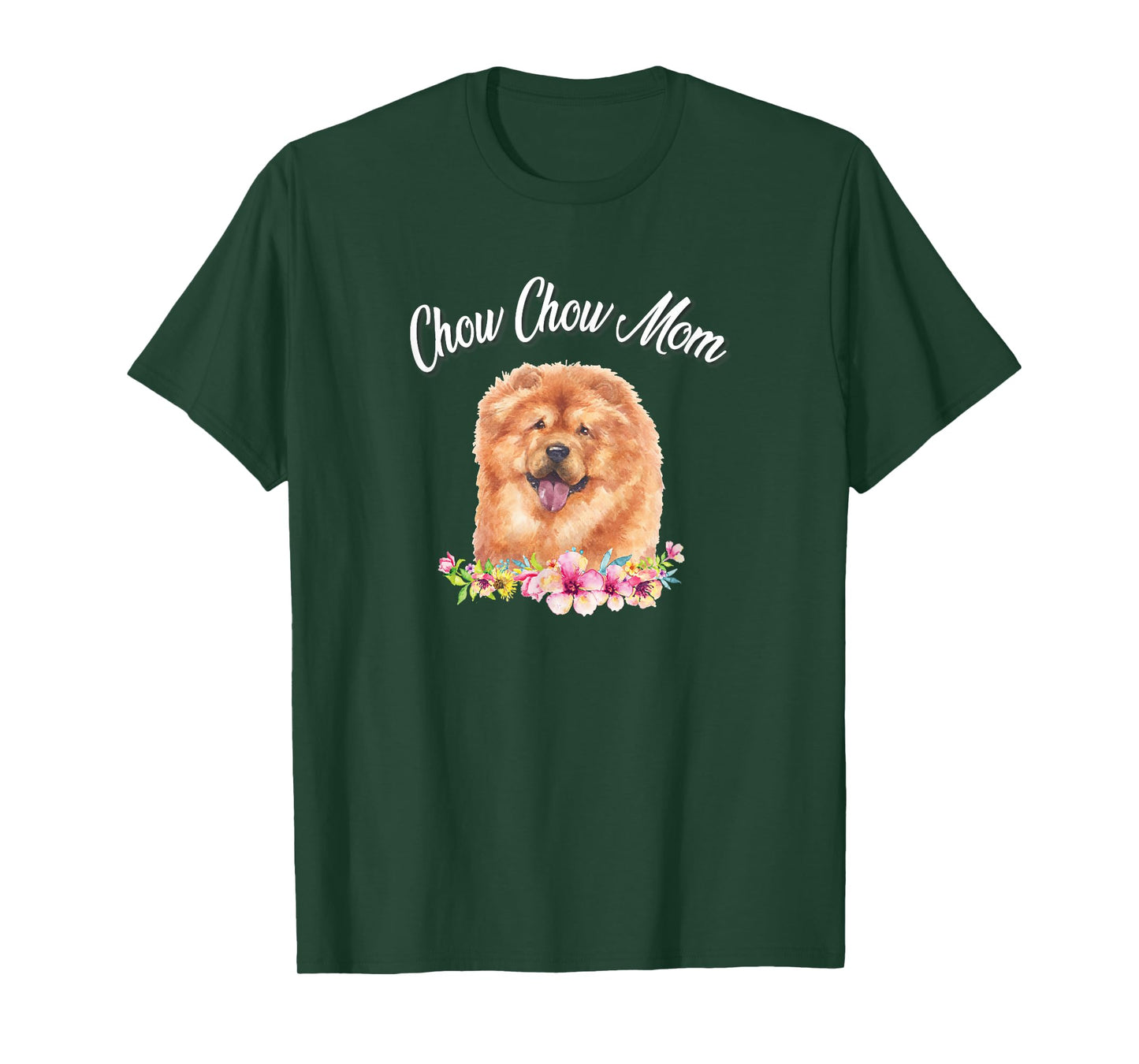 Cute Funny Watercolor Flowers Mom Mama Chow Dog Lover T-Shirt