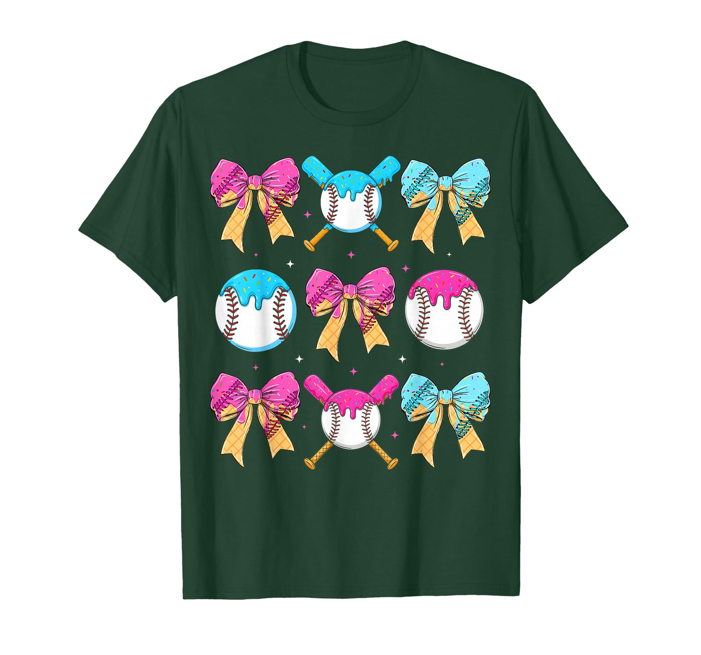 Baseball Sister Drip Bow Ice Cream Drip Girls Sprinkle Youth T-Shirt