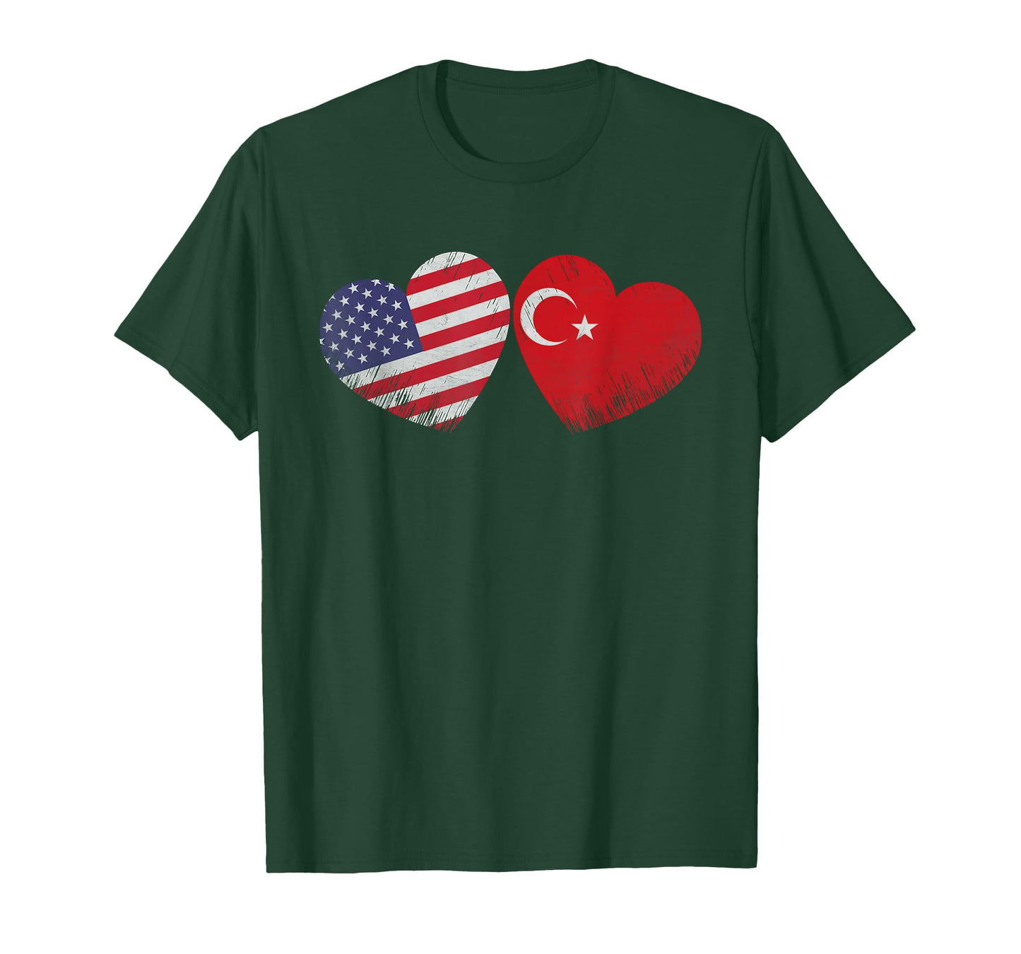 Heart Turkish American Flag Patriotic Family Heritage T-Shirt