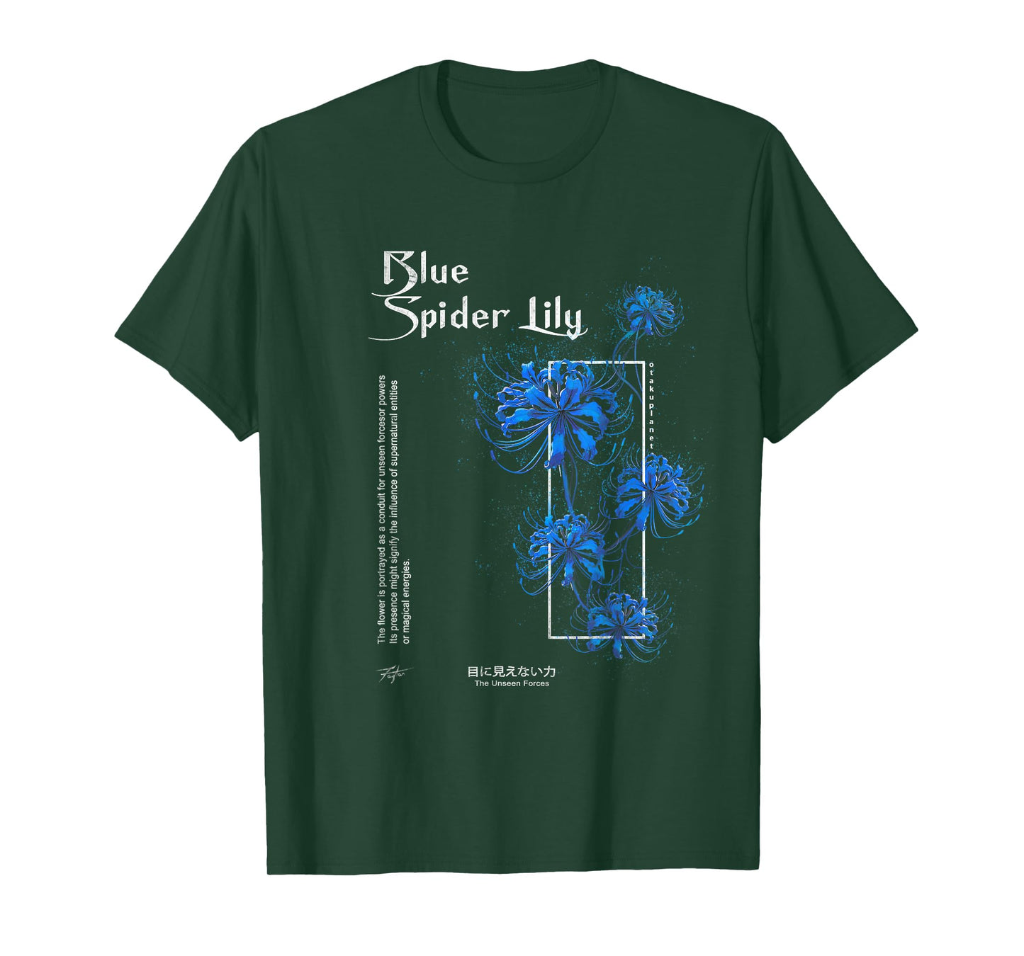 Spider Lily in Japanese Blue Anime Soft Grunge Aesthetic T-Shirt