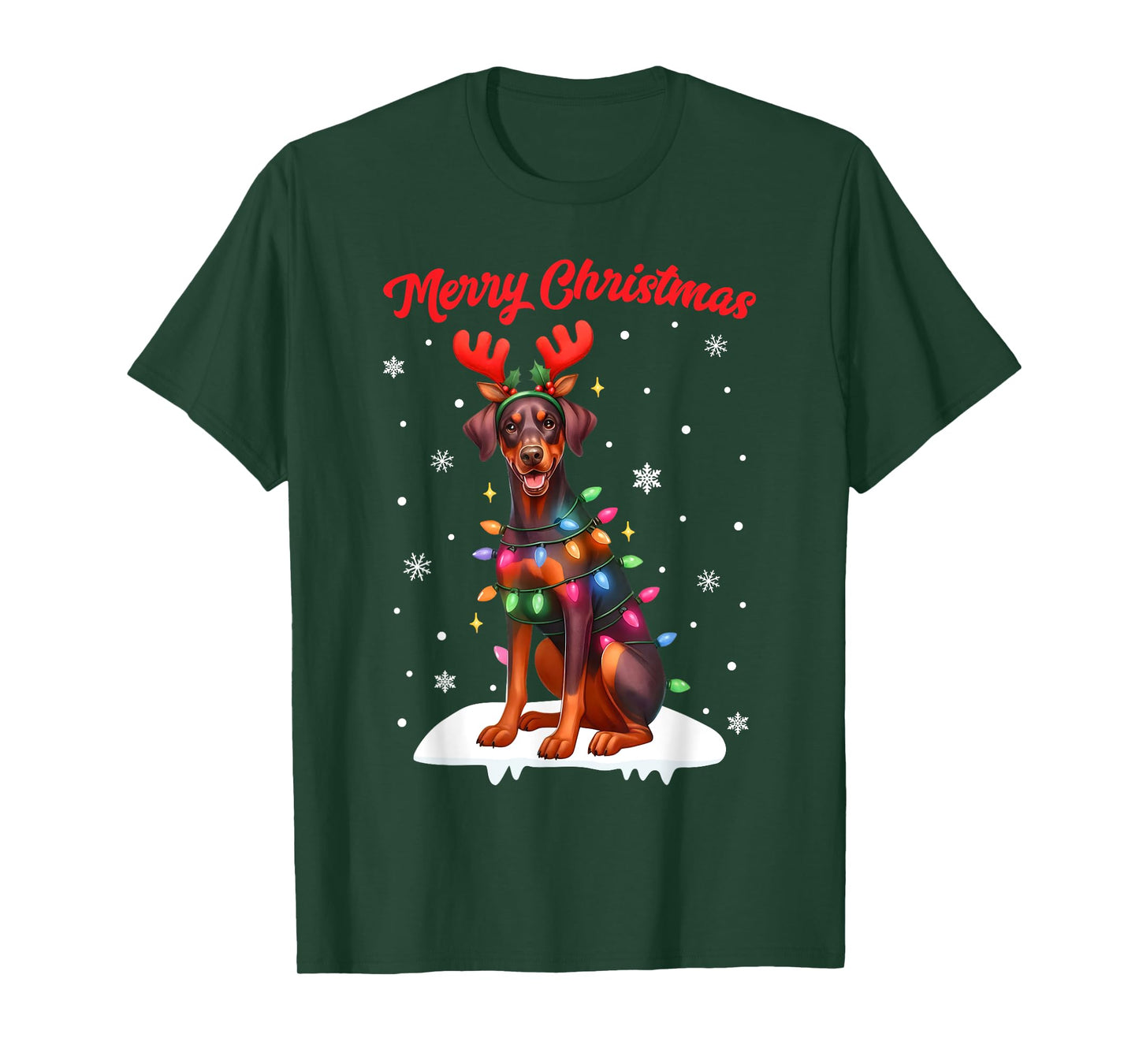 Christmas Pajamas Men Women Kids Doberman Pinscher Dog T-Shirt