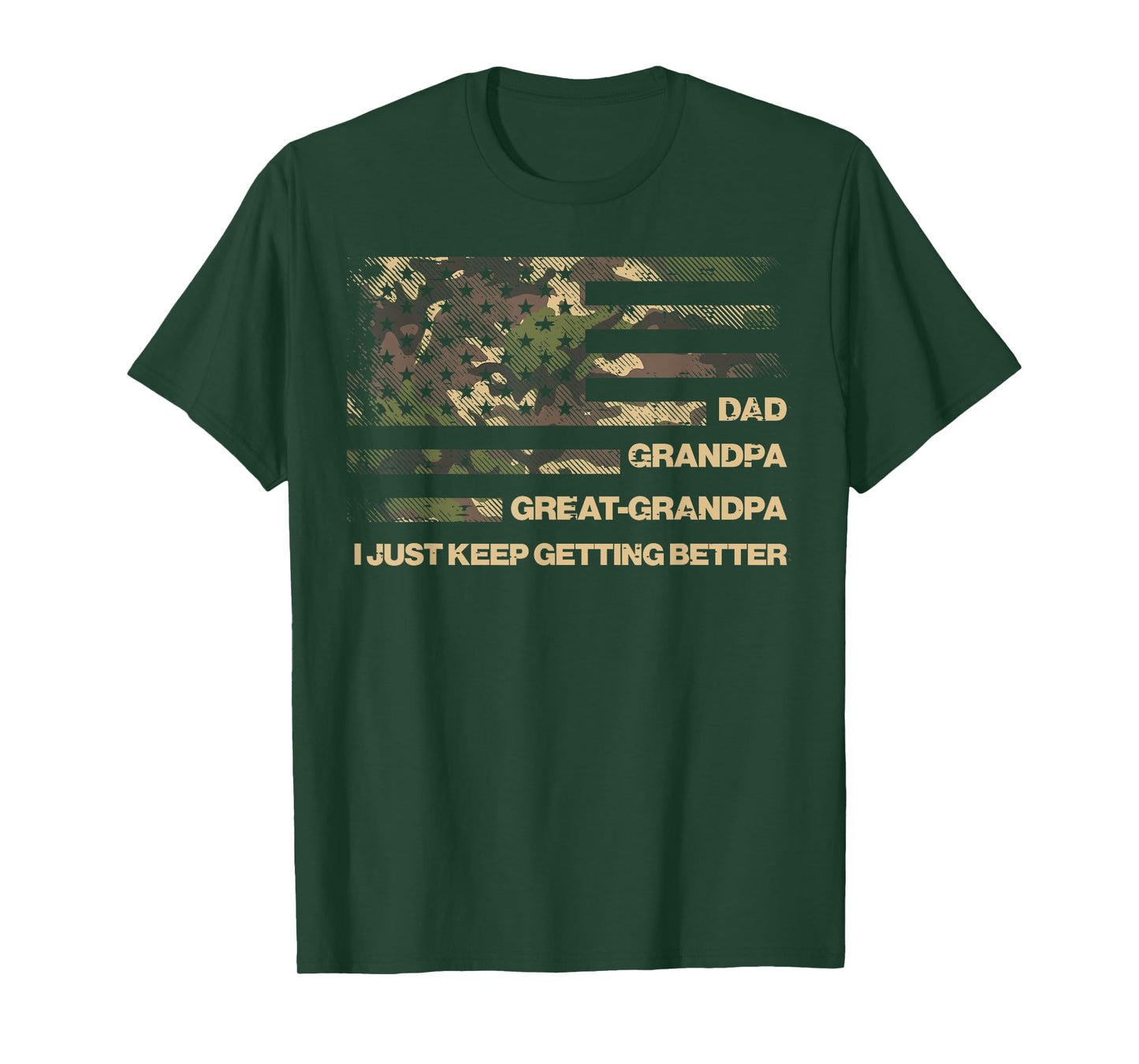 Dad Grandpa Great Grandpa Camo Flag Fathers Grandparents Day T-Shirt