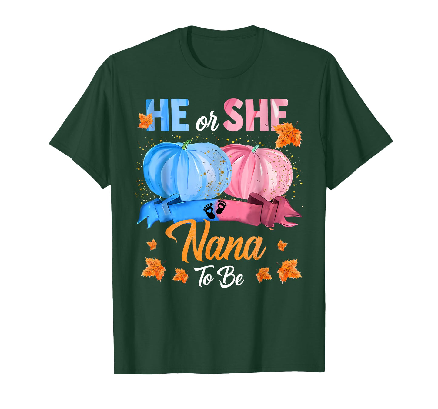 Halloween Pumpkin Gender Reveal He or She Nana To Be T-Shirt
