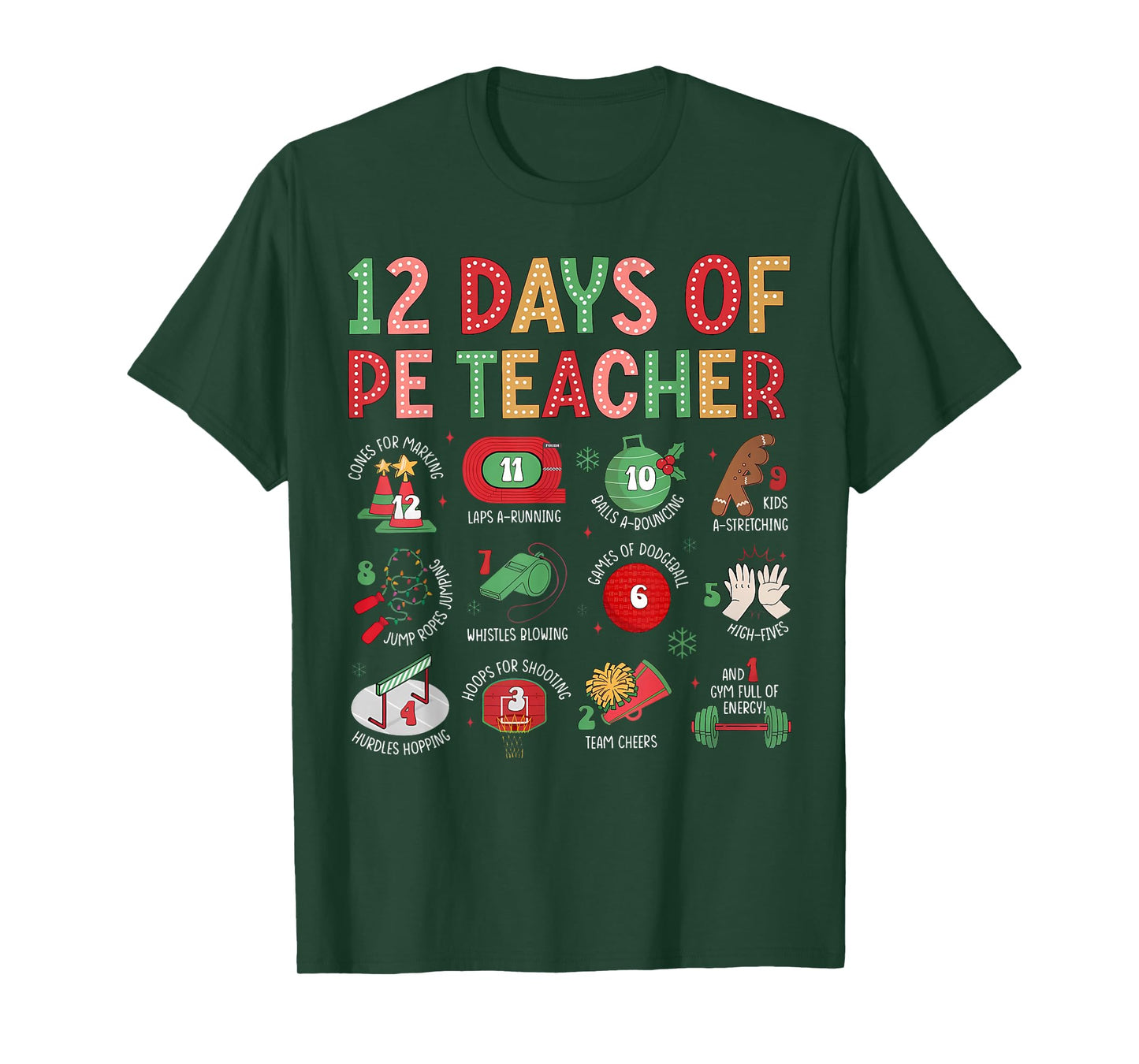 12 Days of A PE Teacher Christmas Physical Education Xmas T-Shirt