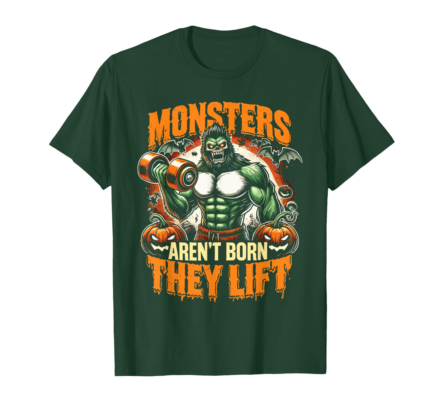 Halloween Workout Monsters Aren't Born They Lift Ghost T-Shirt