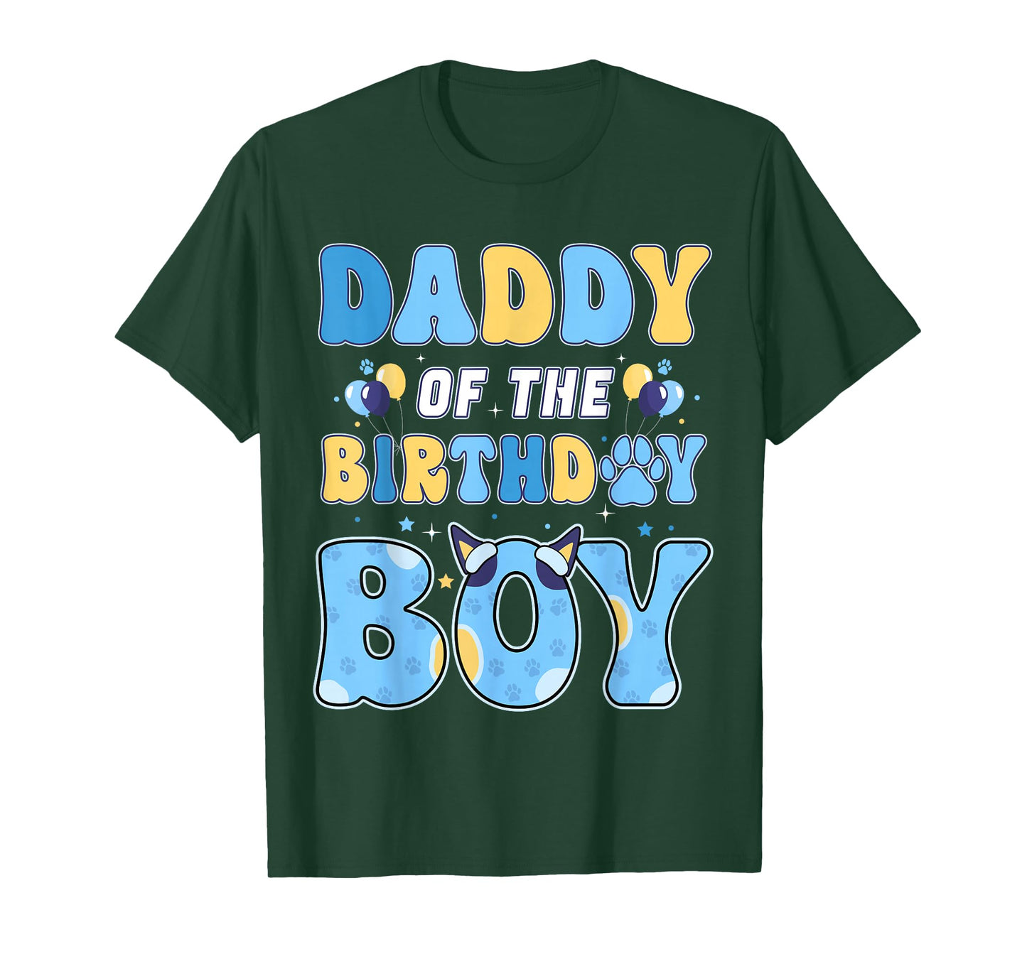 Daddy of The Birthday Boy Family Blue Dog Fun Birthday Party T-Shirt