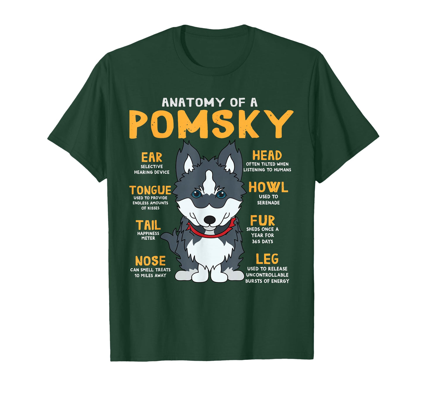 Pomsky Anatomy Funny Dog Mom Dad Gift T-Shirt